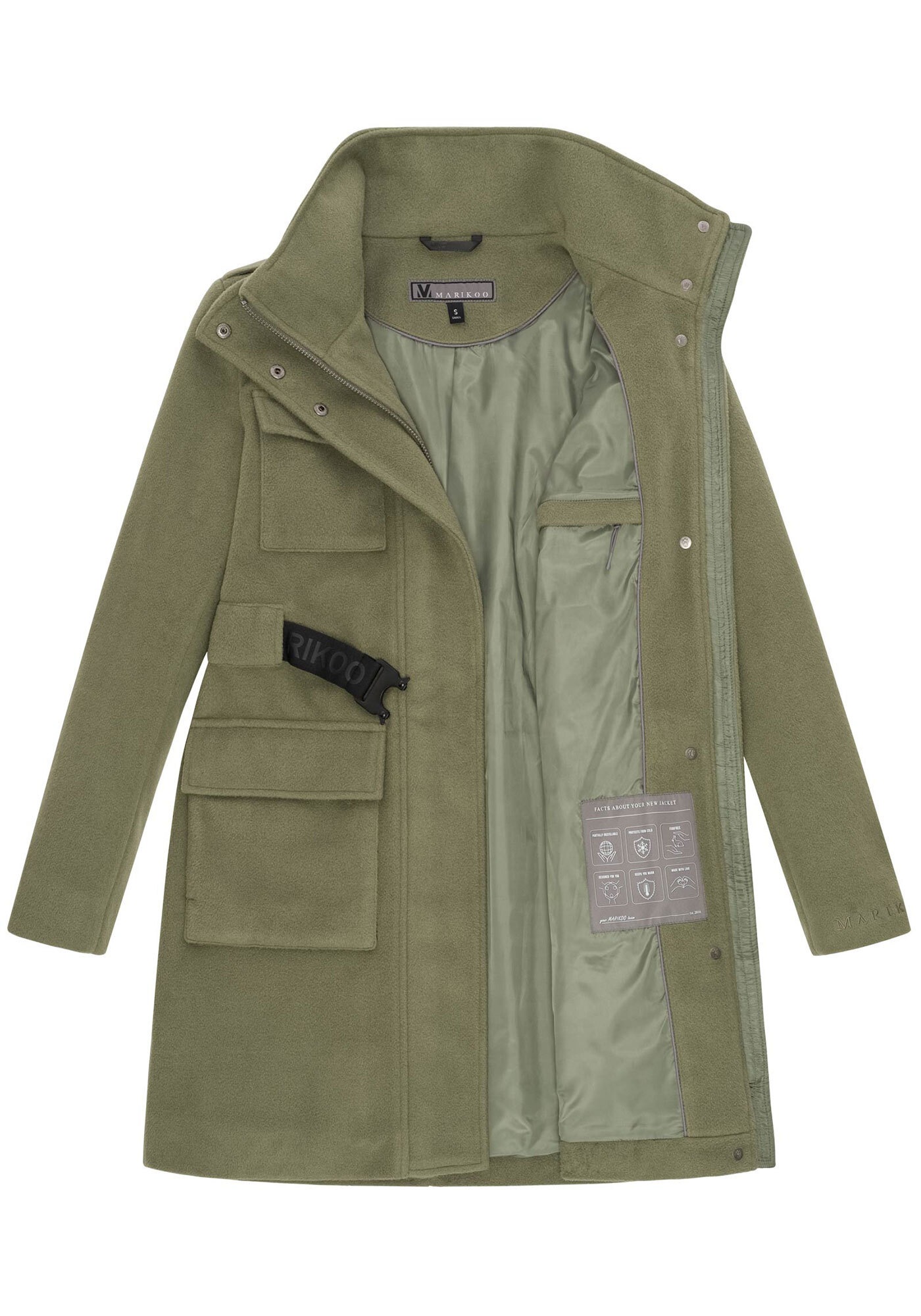 Marikoo Kurzmantel »Tanokoo«, Eleganter Übergangsmantel mit großen Taschen und Stretch-Gürtel