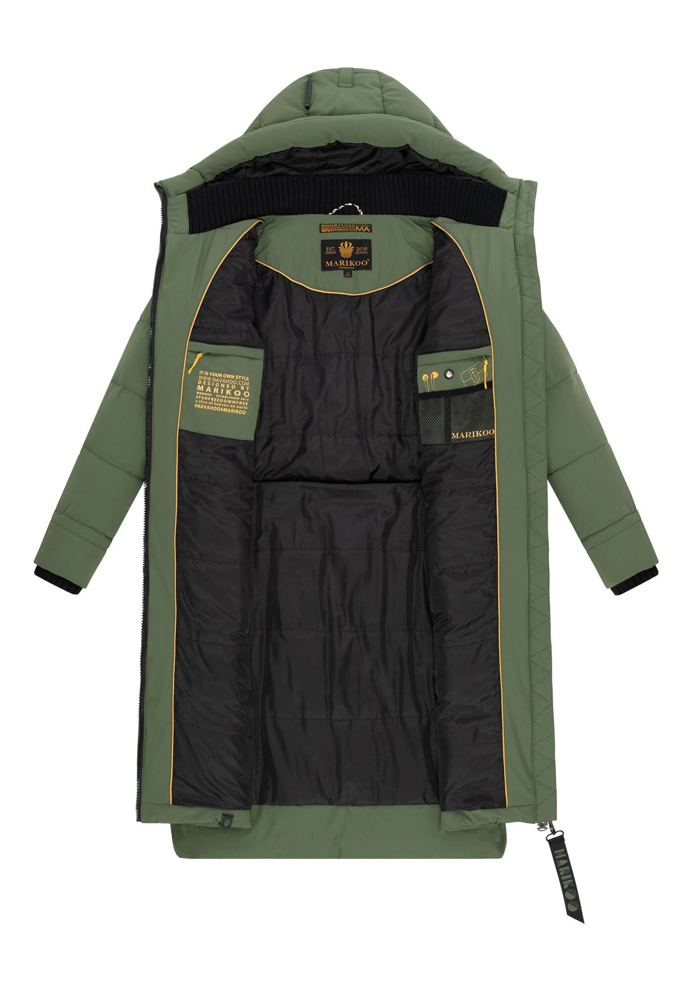 Marikoo Winterjacke »Benikoo«, mit Kapuze, langer Winter Mantel gesteppt