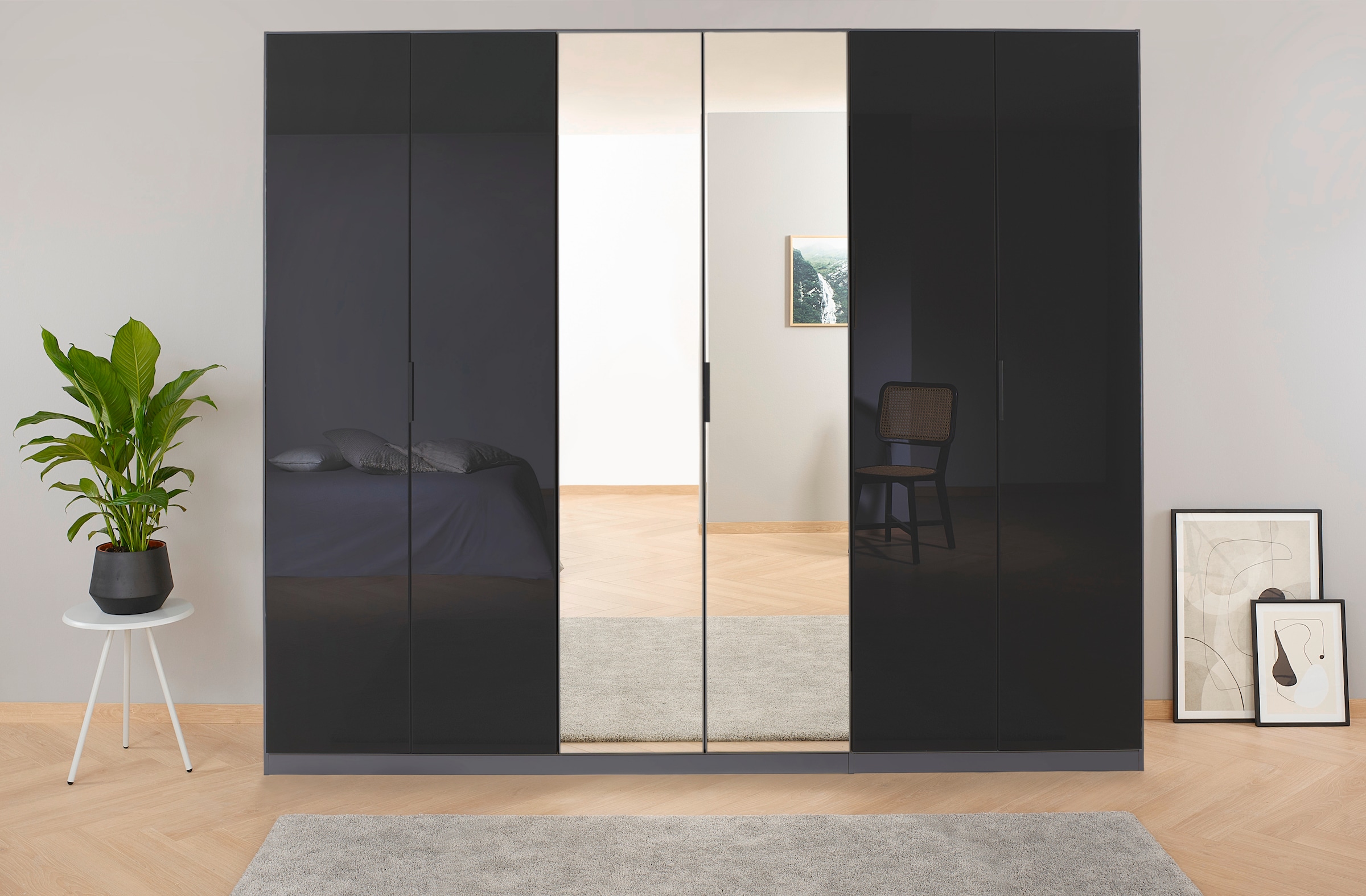 rauch Drehtürenschrank »Kleiderschrank Schrank Garderobe KOLUNA mit Glastüren und Spiegel«, inkl. 2 Innenschubladen sowie extra Einlegeböden MADE IN GERMANY