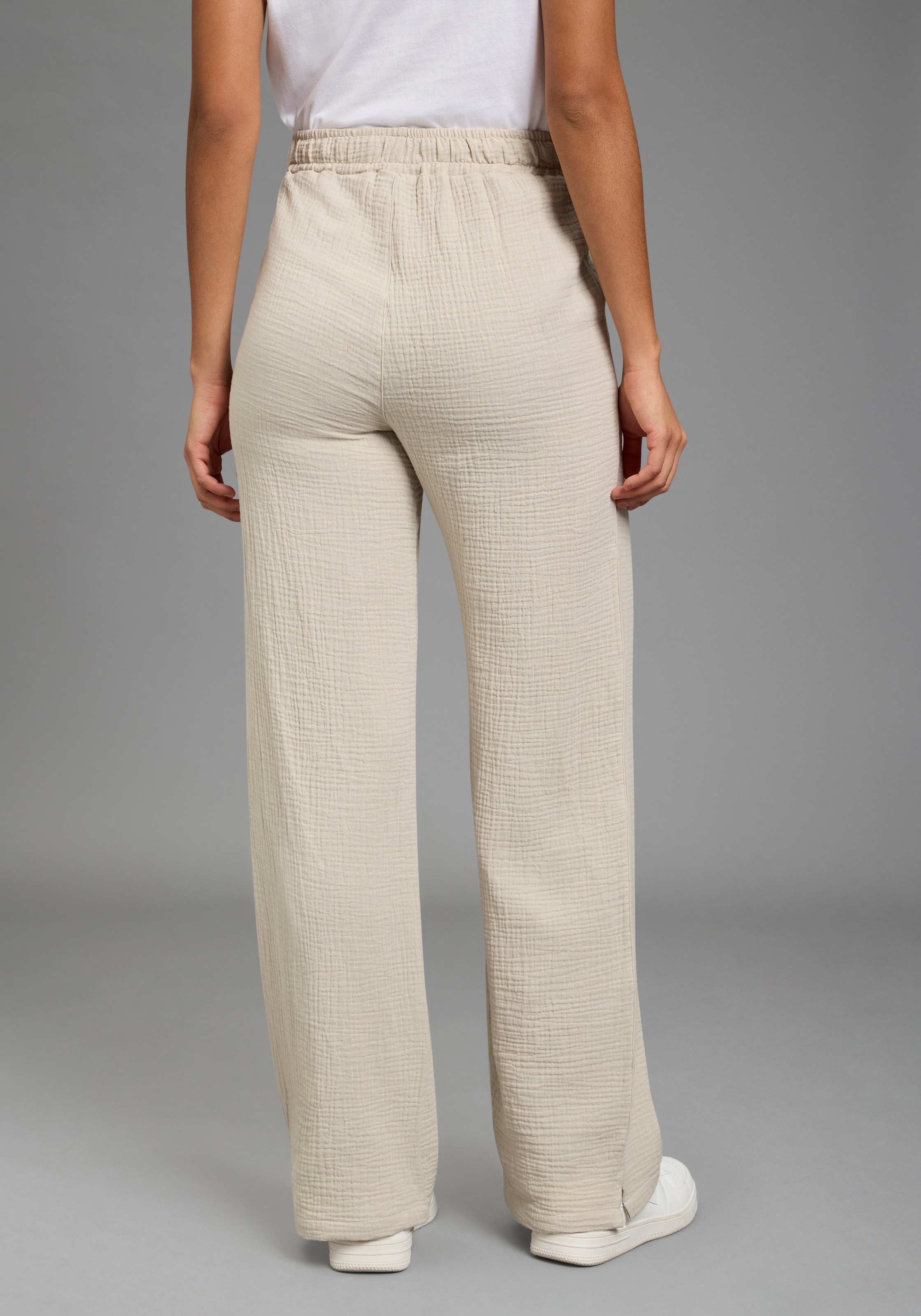 KangaROOS Palazzohose weite Hose, mit Bindeband am Bund, mit Schlitzen am B günstig online kaufen