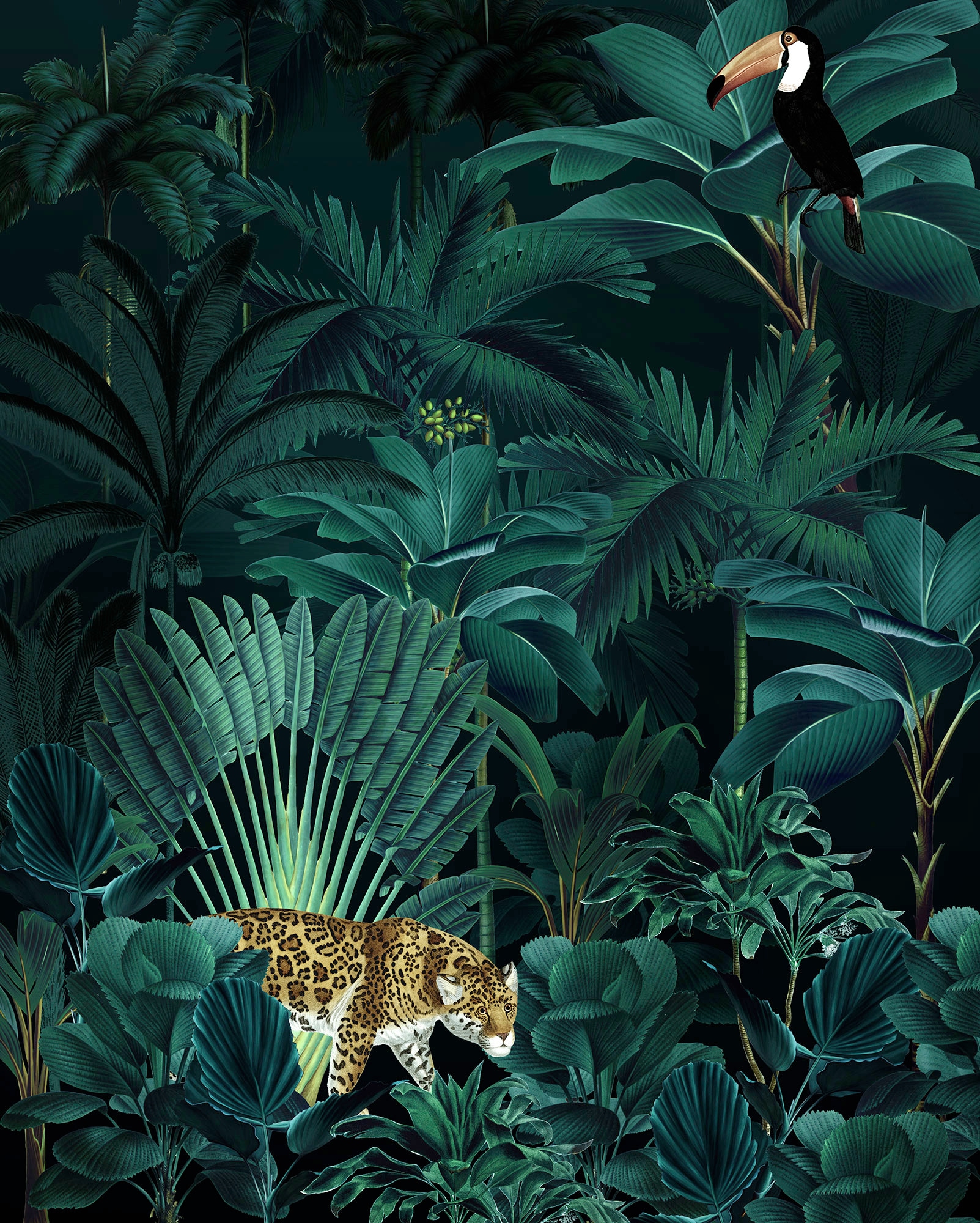 Komar Vliestapete "Jungle Night", 200x250 cm (Breite x Höhe)