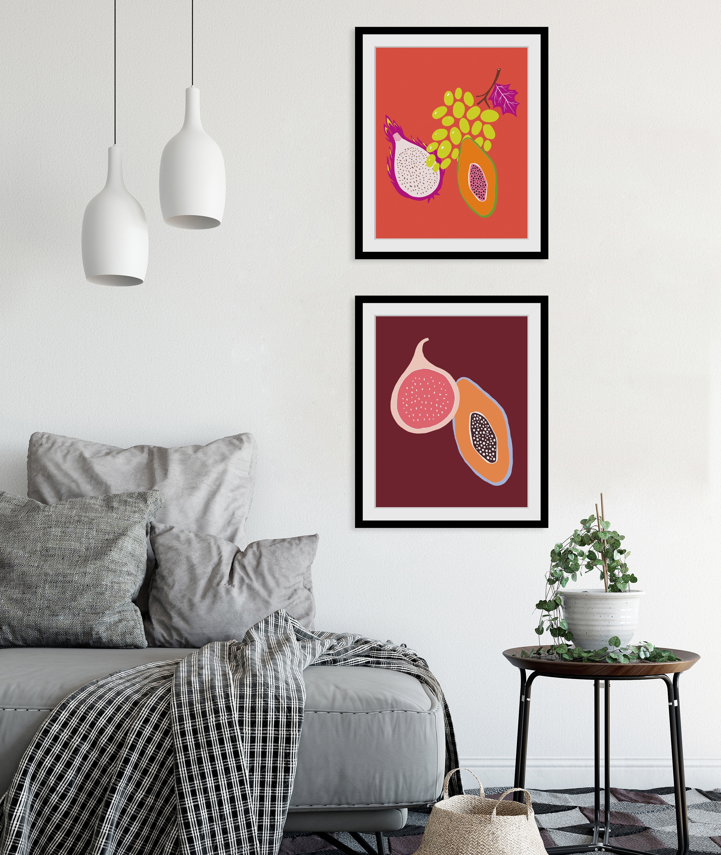 queence Bild »Paul«, Obst-Obst Bilder-Kunst-Lebensmittel-Orange, HD Premium Poster-Druck inkl. Holzrahmen