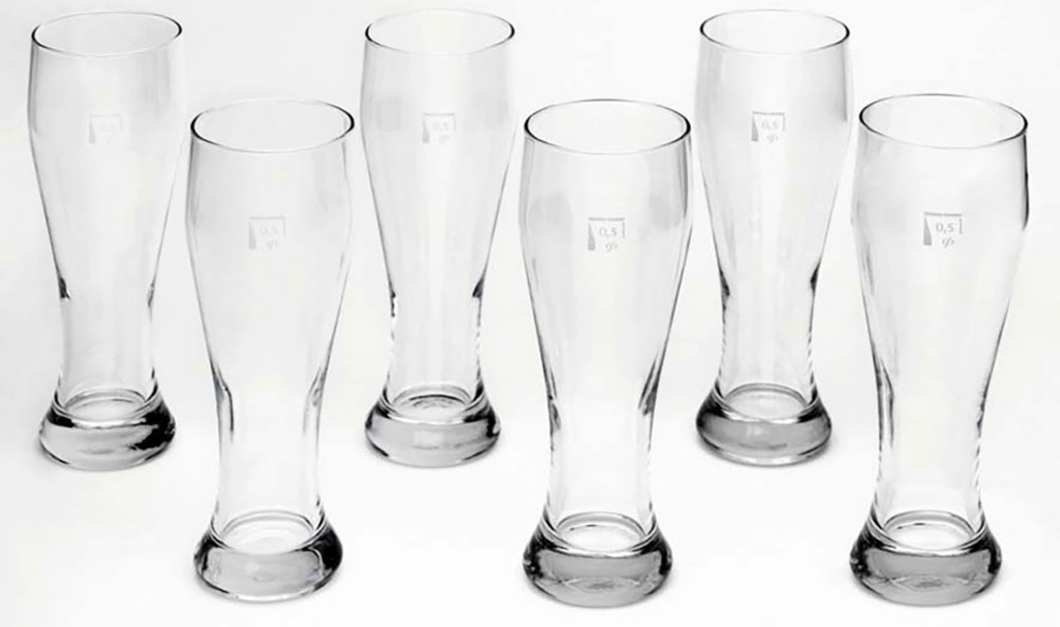 van Well Bierglas "Weizenbierglas" 0,5 L, geeicht, spülmaschinenfest, Gastronomiequalität, 6-tlg.