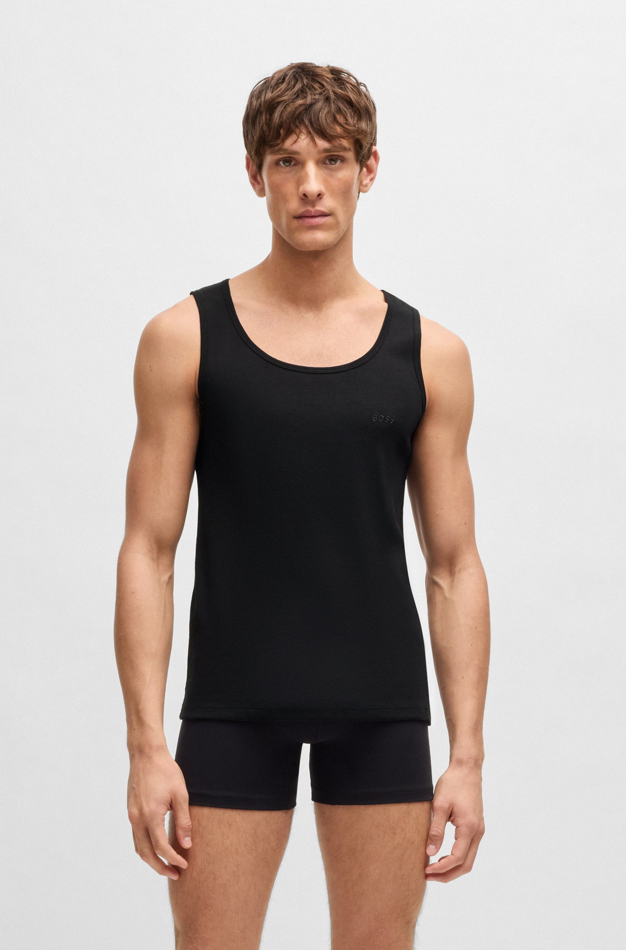 BOSS Tanktop "3P RibClassic BOSS ONE", Ton in Ton Stickerei auf der Brust günstig online kaufen
