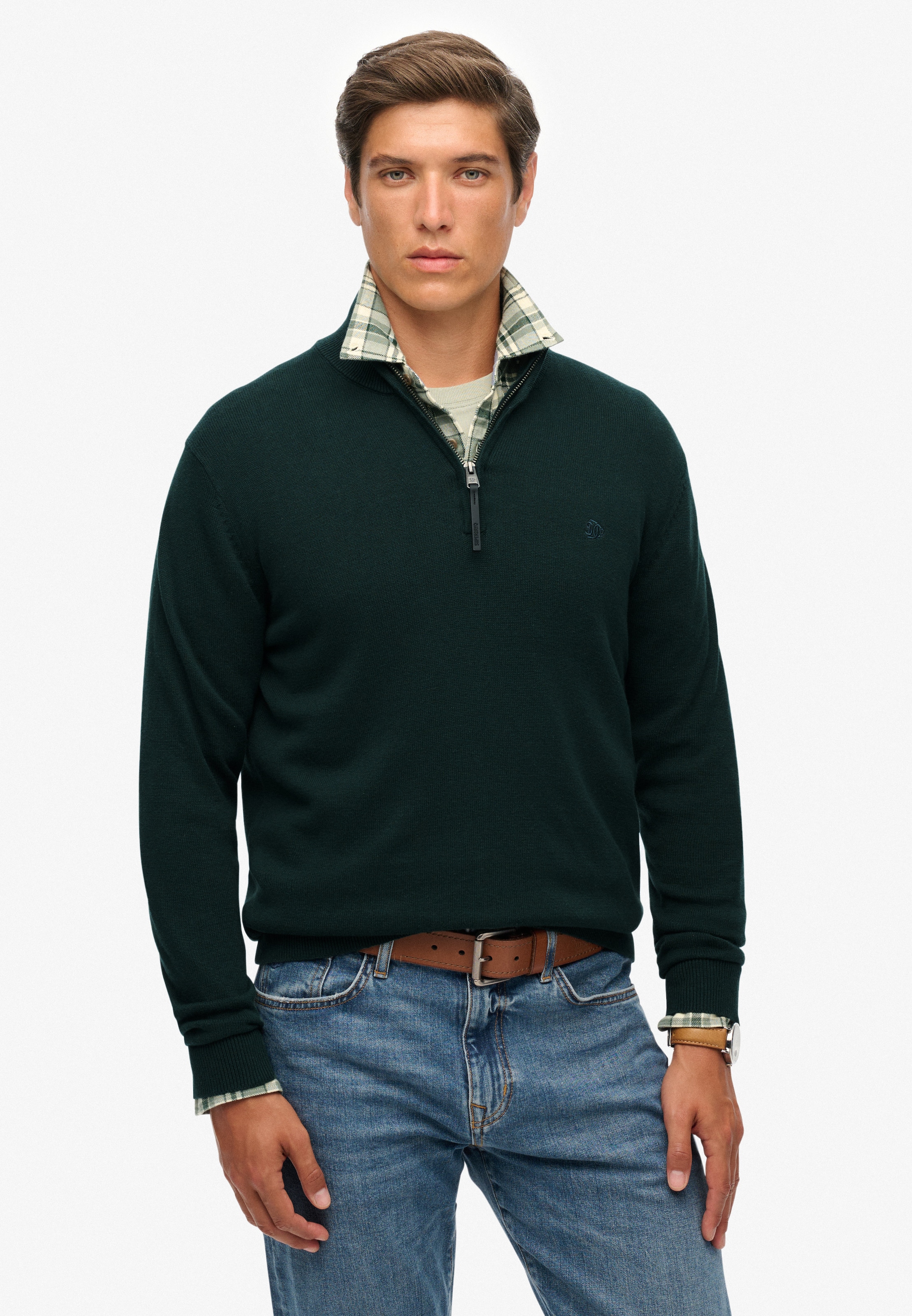 Superdry Strickpullover "ESSENTIALS COTTON HALF ZIP" günstig online kaufen