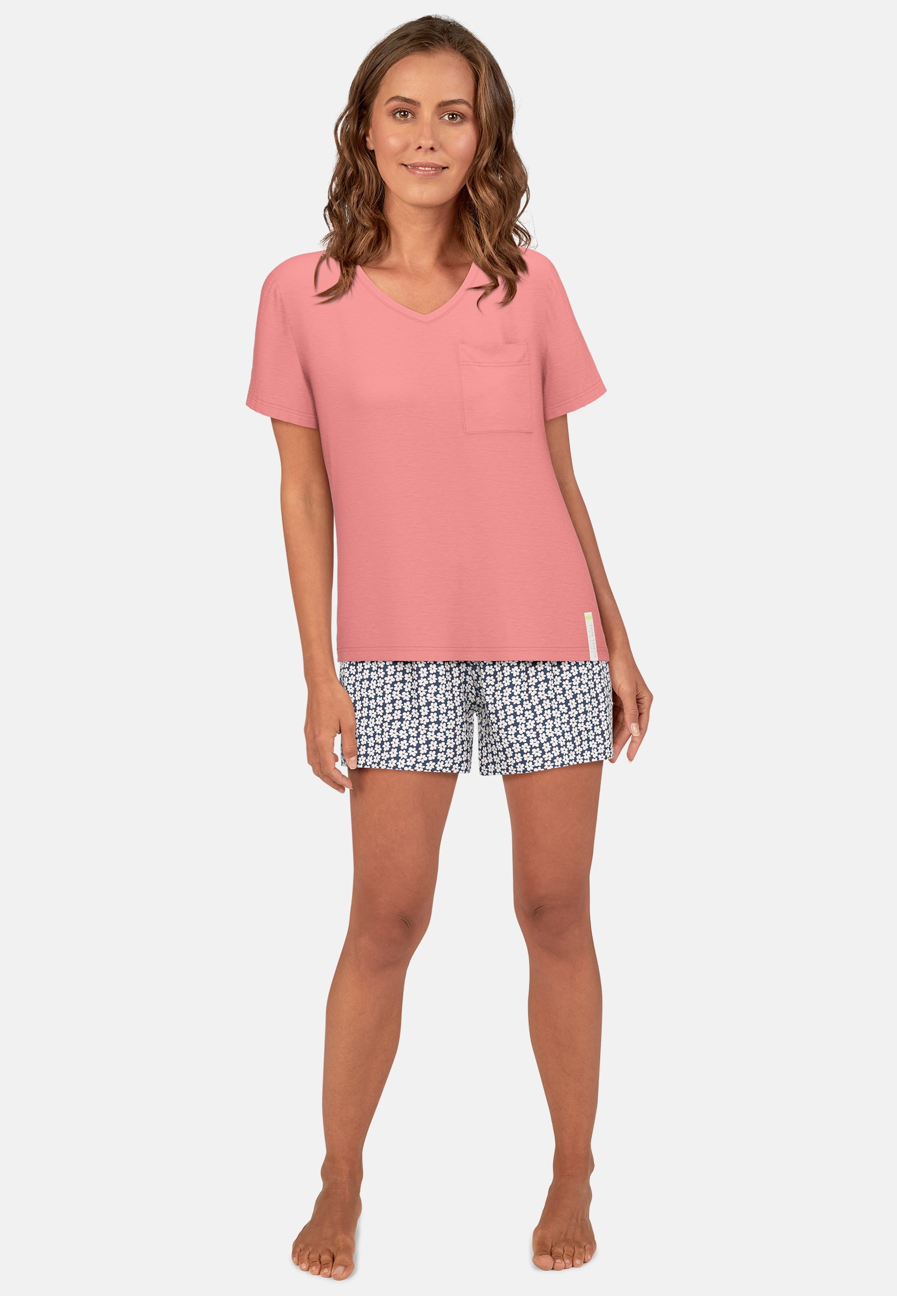 TOM TAILOR Shorty "Westport" 2 tlg. mit Print, Kurzarm, V-Ausschnitt, kurze günstig online kaufen