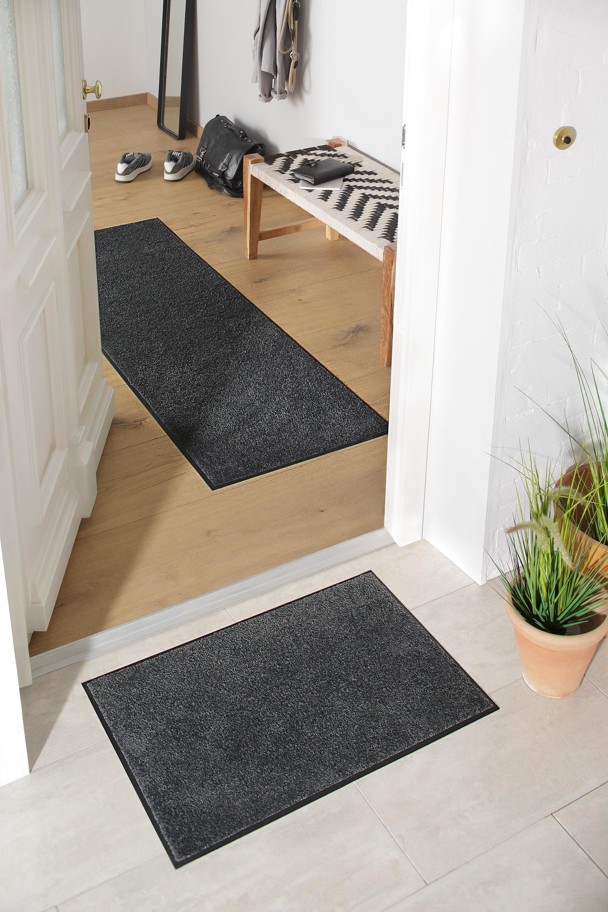 my home Läufer »Lavea«, rechteckig, 9 mm Höhe, Läufer, Teppichläufer, Brücke, Schmutzfangmatte, Uni-Farben, waschbar