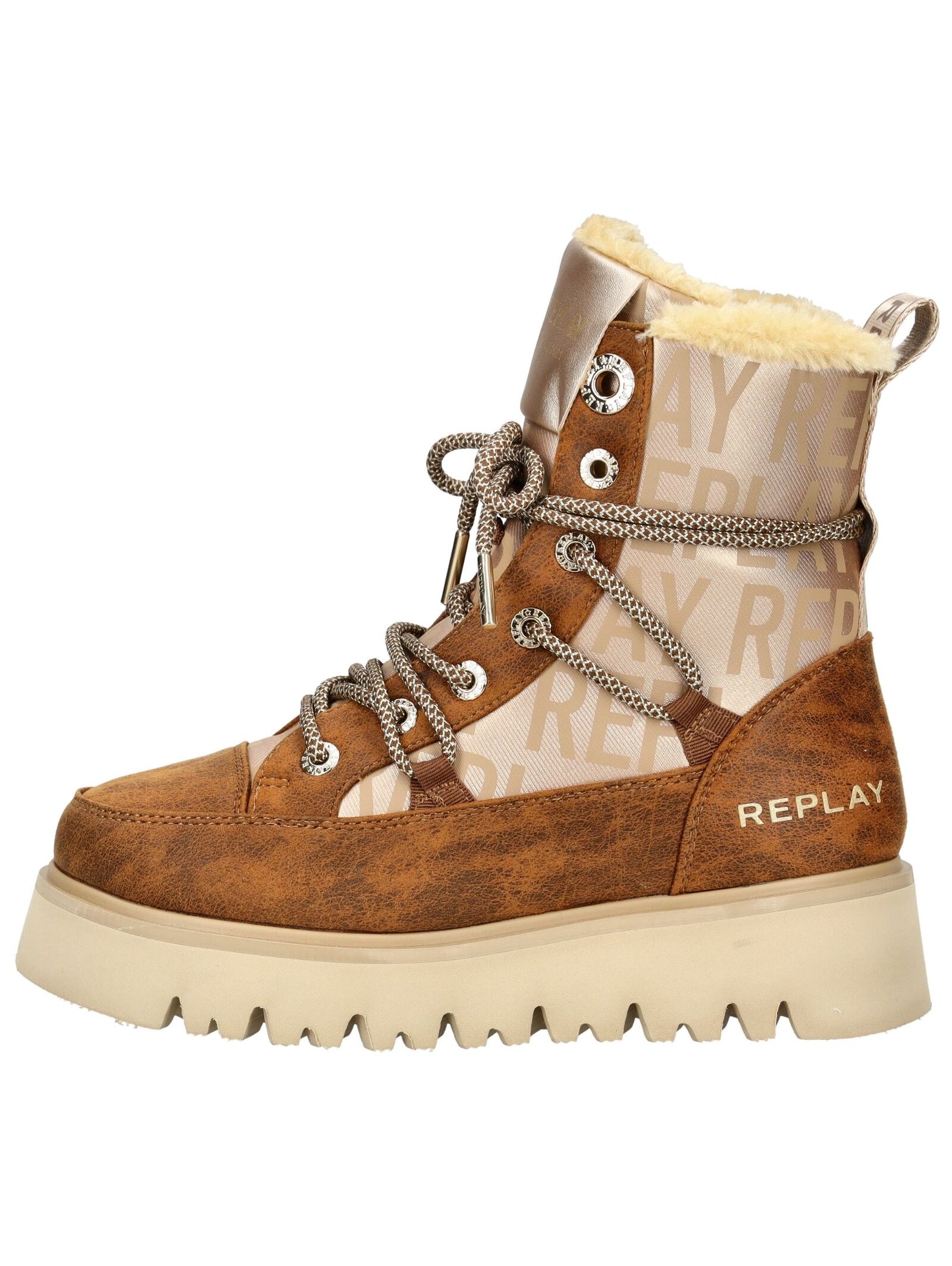 Replay Schnürstiefelette "Replay Stiefelette Lederimitat" günstig online kaufen