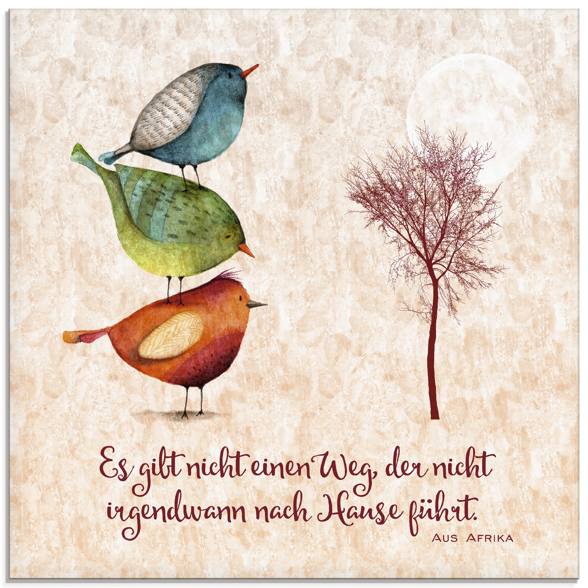 Artland Glasbild "Lebensweisheit Zu Hause" Tiere 1 Stk. tlg. in verschiedenen Größen