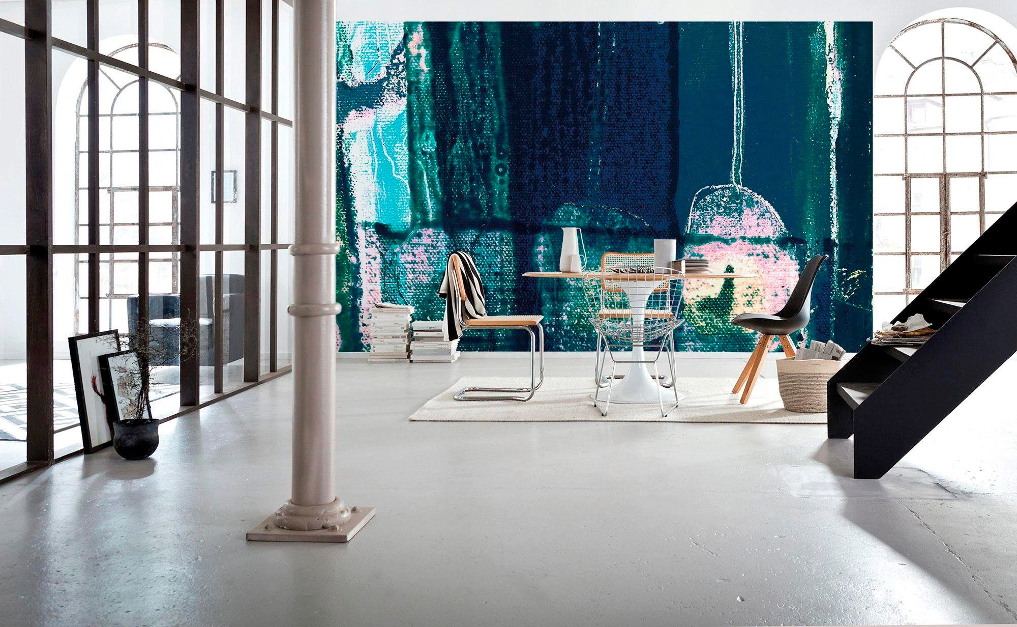 Komar Vliestapete »Digitaldruck Vlies - Bottles Lifting - Größe 500 x 280 cm«, bedruckt, Wohnzimmer, Schlafzimmer