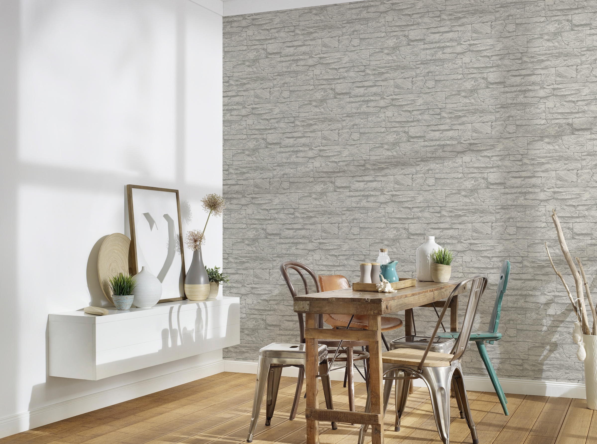 living walls Vinyltapete »Best of Wood`n Stone 2nd Edition«, Steinoptik-gemustert-Motiv, Modern Tapete Stein Tapeten Wohnzimmer Schlafzimmer Küche Flur Design