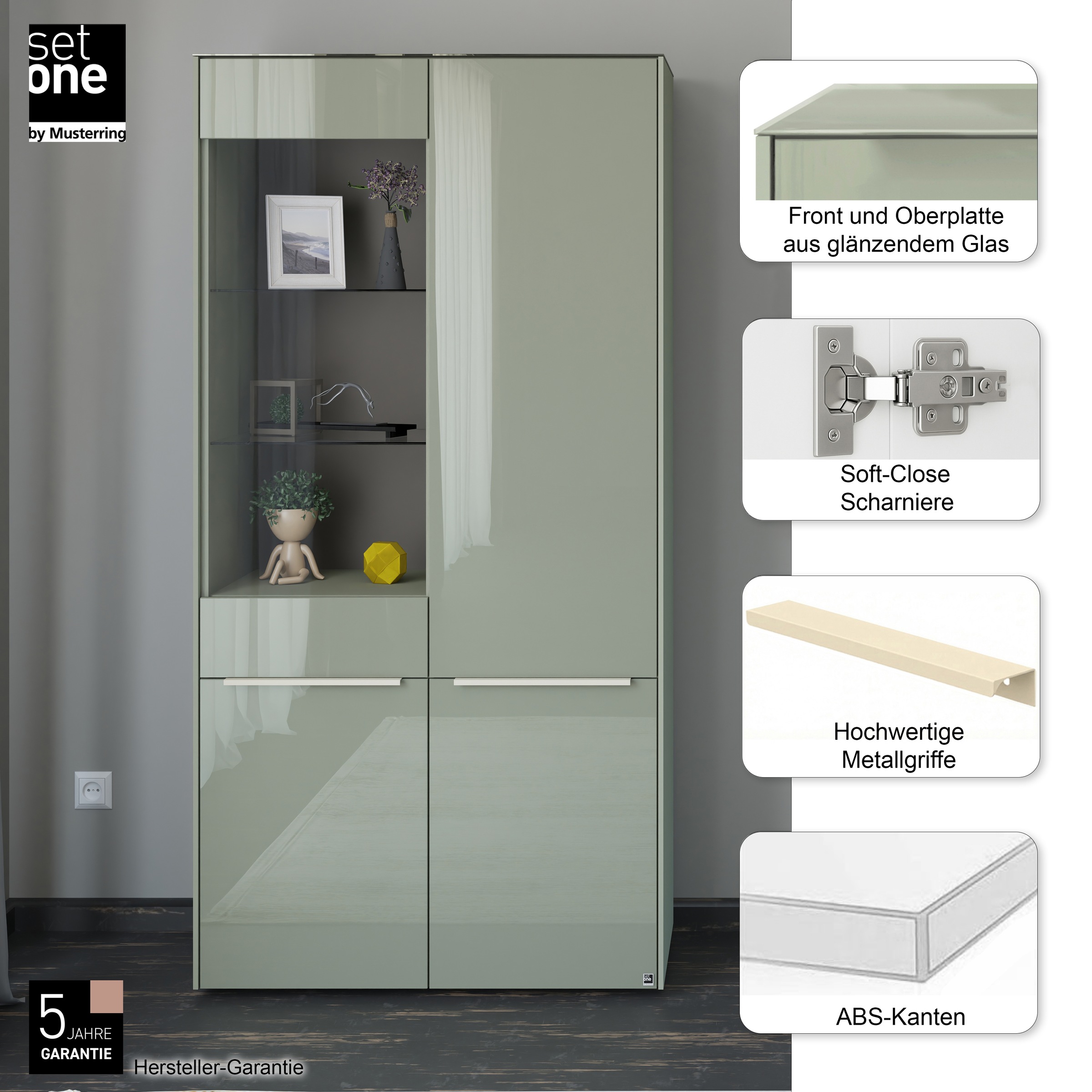 Thumbnail - set one by Musterring Standvitrine "Reno" 1 Stk. tlg. Mit Gleitern und in verschiedenen Farben erhältlich