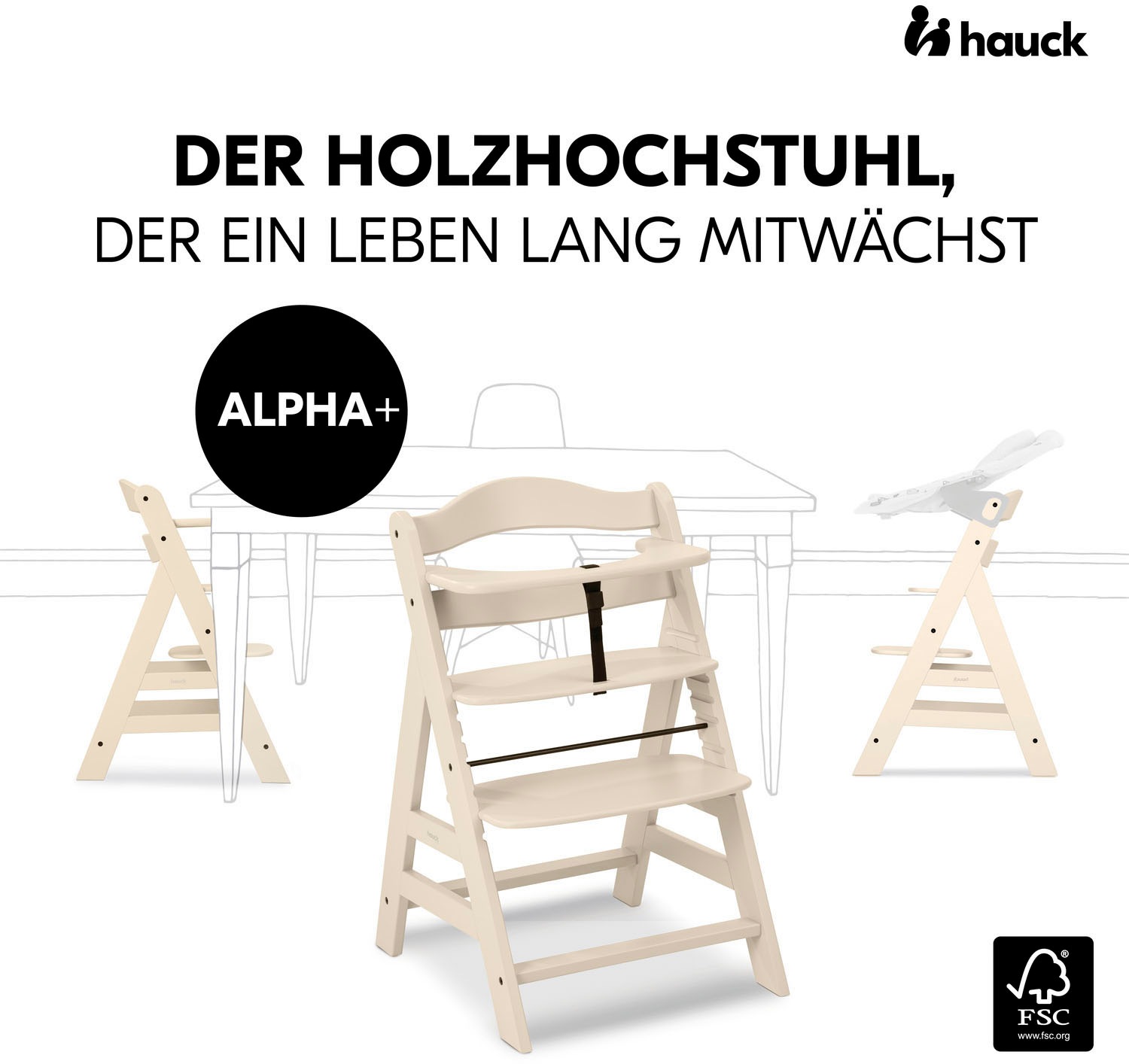 Hauck Hochstuhl »Alpha+, Vanilla«, FSC® - schützt Wald - weltweit