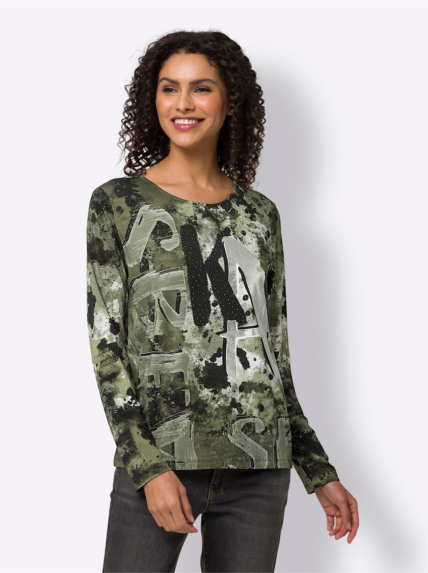 heine Langarmshirt "Druck-Shirt", (1 tlg.) günstig online kaufen