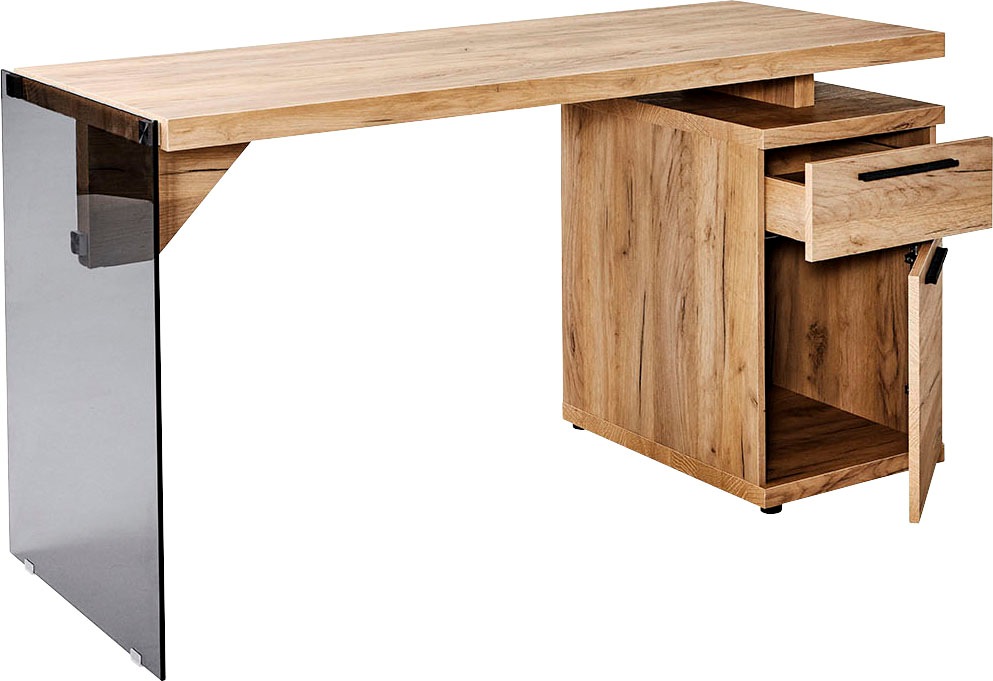 Jahnke Schreibtisch »LUX«, wechselseitig montierbar, Seitenteil aus ESG Sicherheitsglas