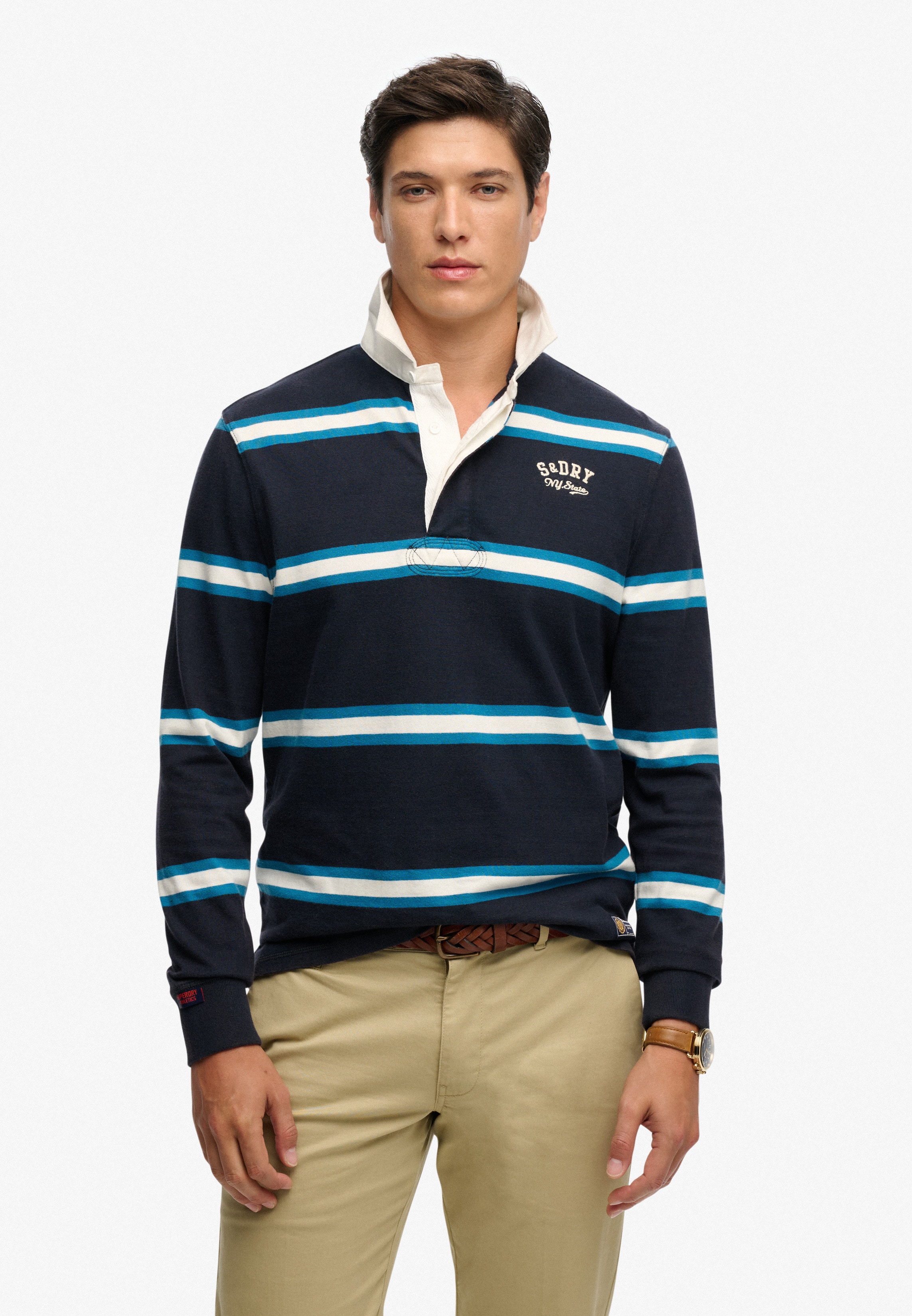 Superdry Langarm-Poloshirt "VINTAGE ATHLETIC STRIPE RUGBY" Baumwolle, relaxed fit