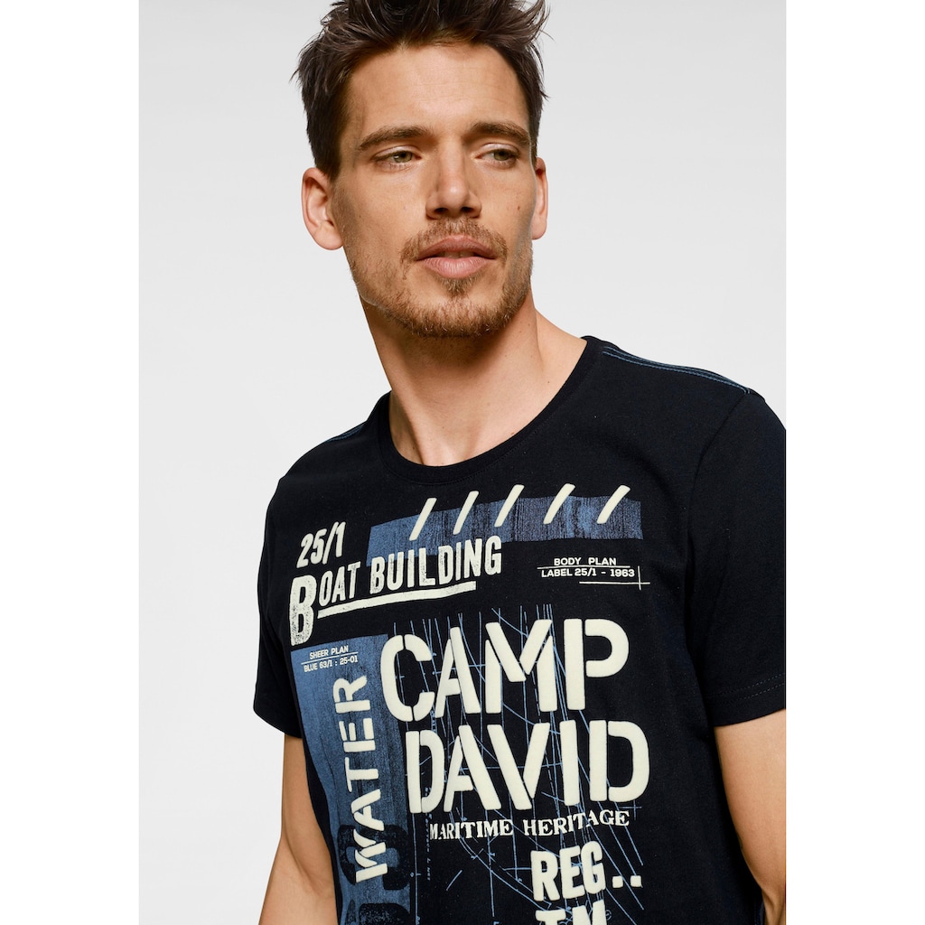 CAMP DAVID T-Shirt, mit markantem Frontdruck