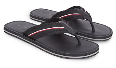 Zehentrenner »HILFIGER LEATHER BEACH SANDAL«, Sommerschuh, Schlappen, Poolslides,...