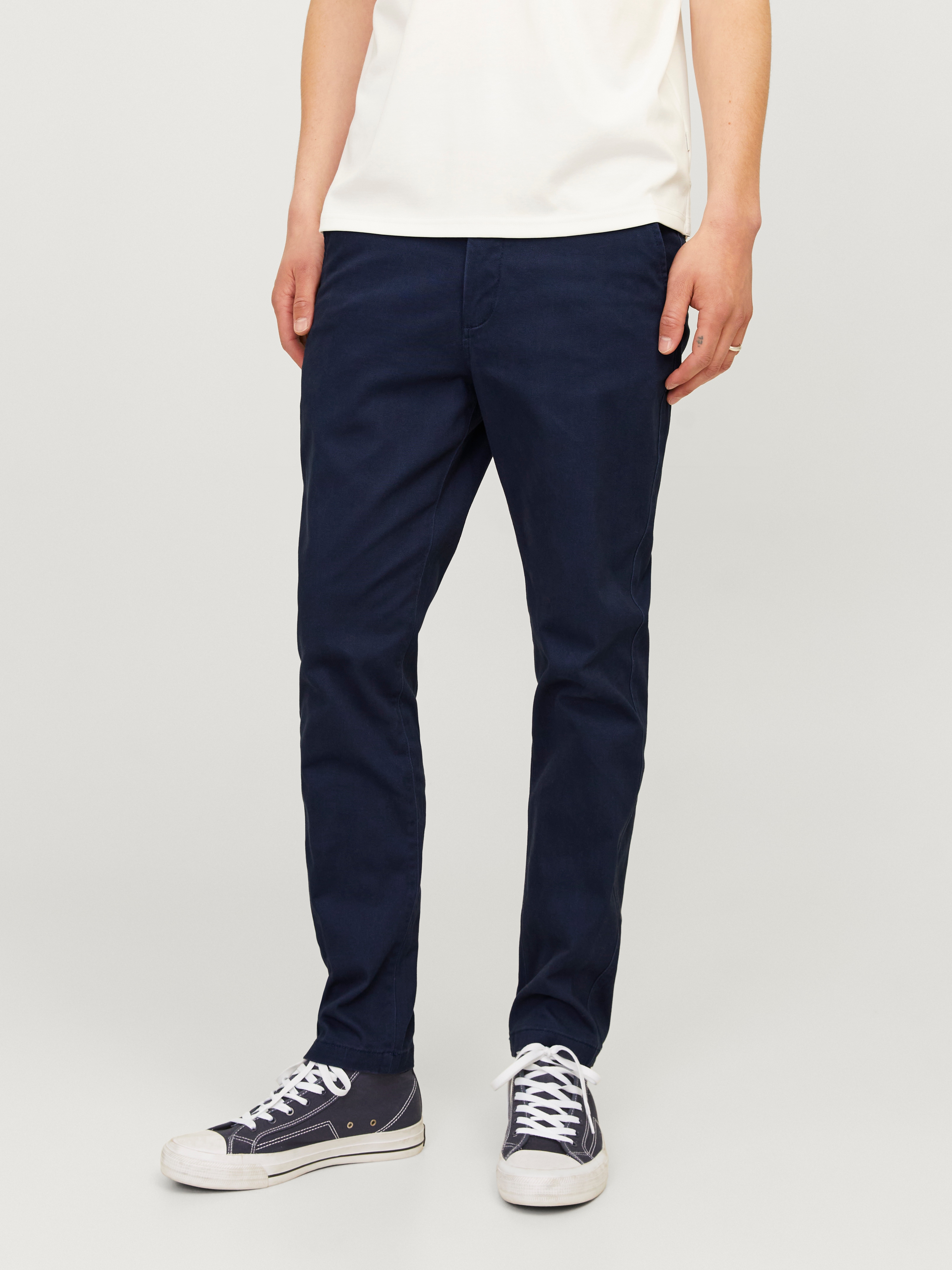 Jack & Jones Chinohose "JPSTMARCO mit schmalem Bein und pflegeleichtem Stoff" washed, modisch, schmal, Baumwollmischung
