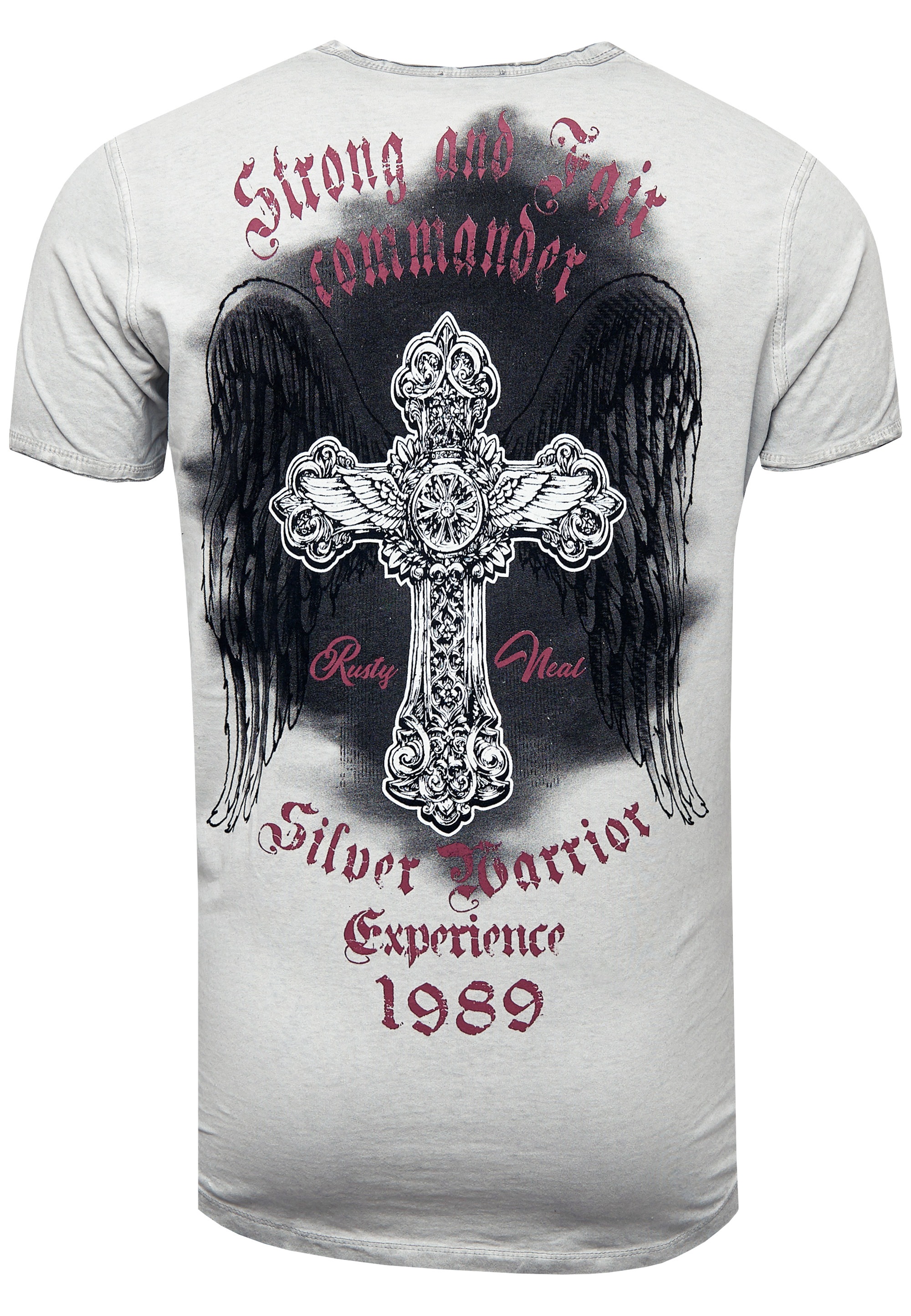 Rusty Neal T-Shirt, mit modischer Knopfleiste