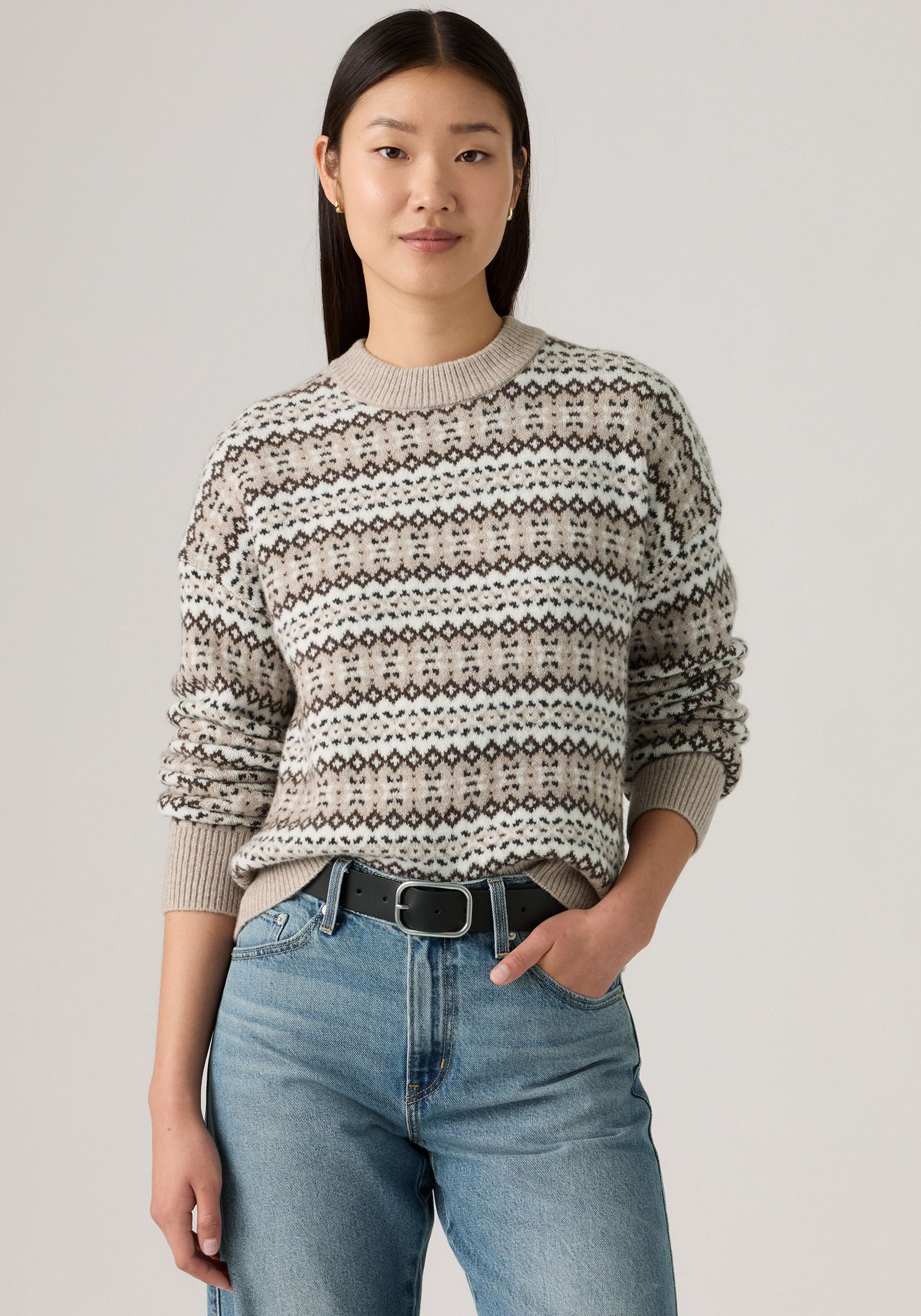 Levis Rundhalspullover "INES SWEATER NEUT", Materialmix mit wärmendem Wolla günstig online kaufen