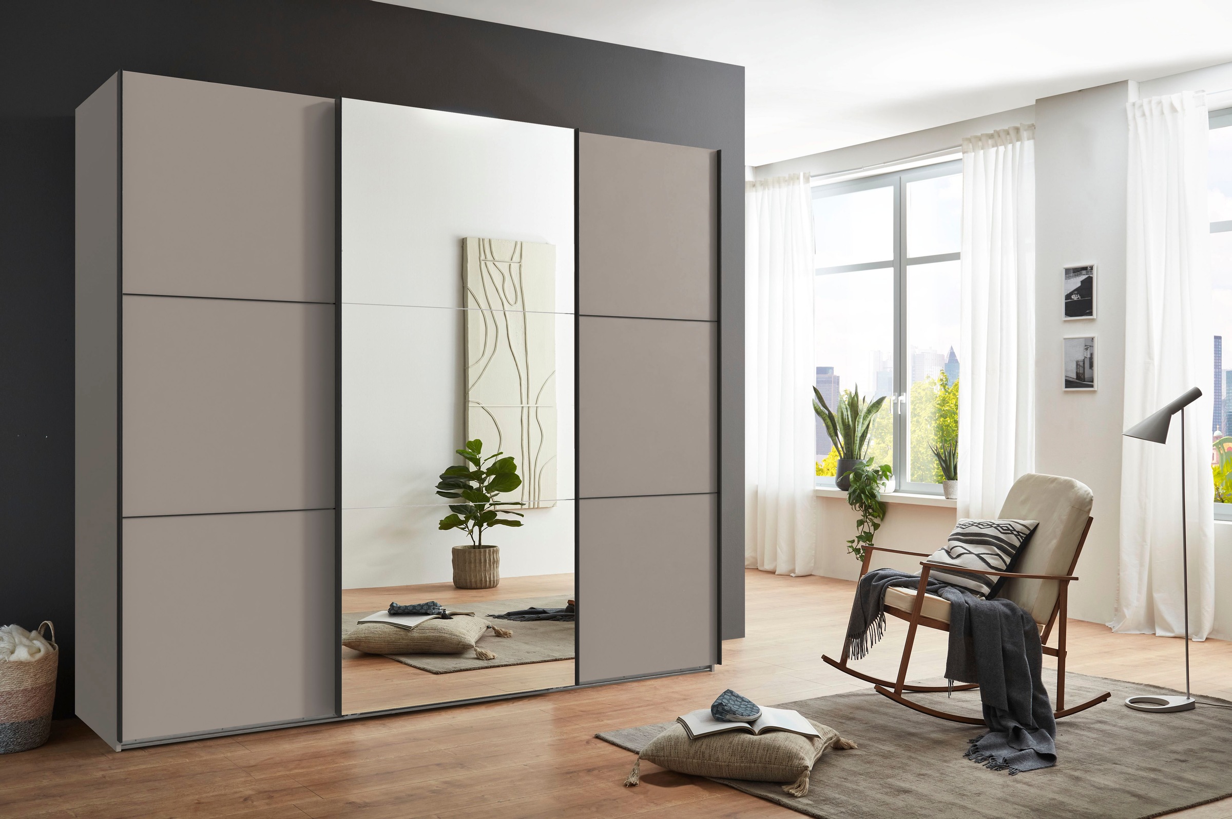 Wimex Kleiderschrank »Indiana by fresh to go, wahlweise mit oder ohne Spiegel«, (INKLUSIVE Innenausstattung und Selbsteinzug für die Türen), große Breiten250 oder 300cm, mit oder ohne Glasfront, Made in Germany