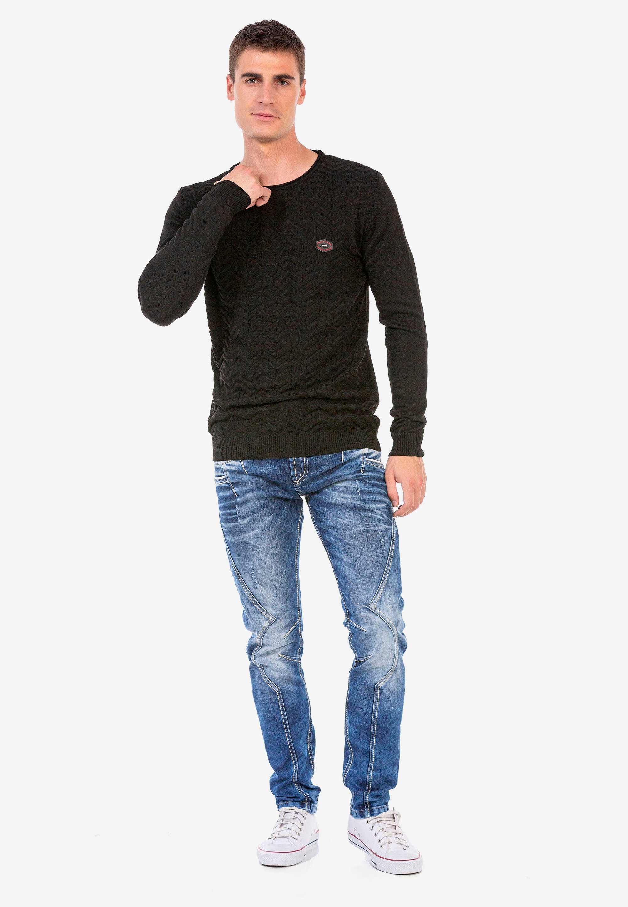 Cipo & Baxx Strickpullover, mit dezentem Strickmuster