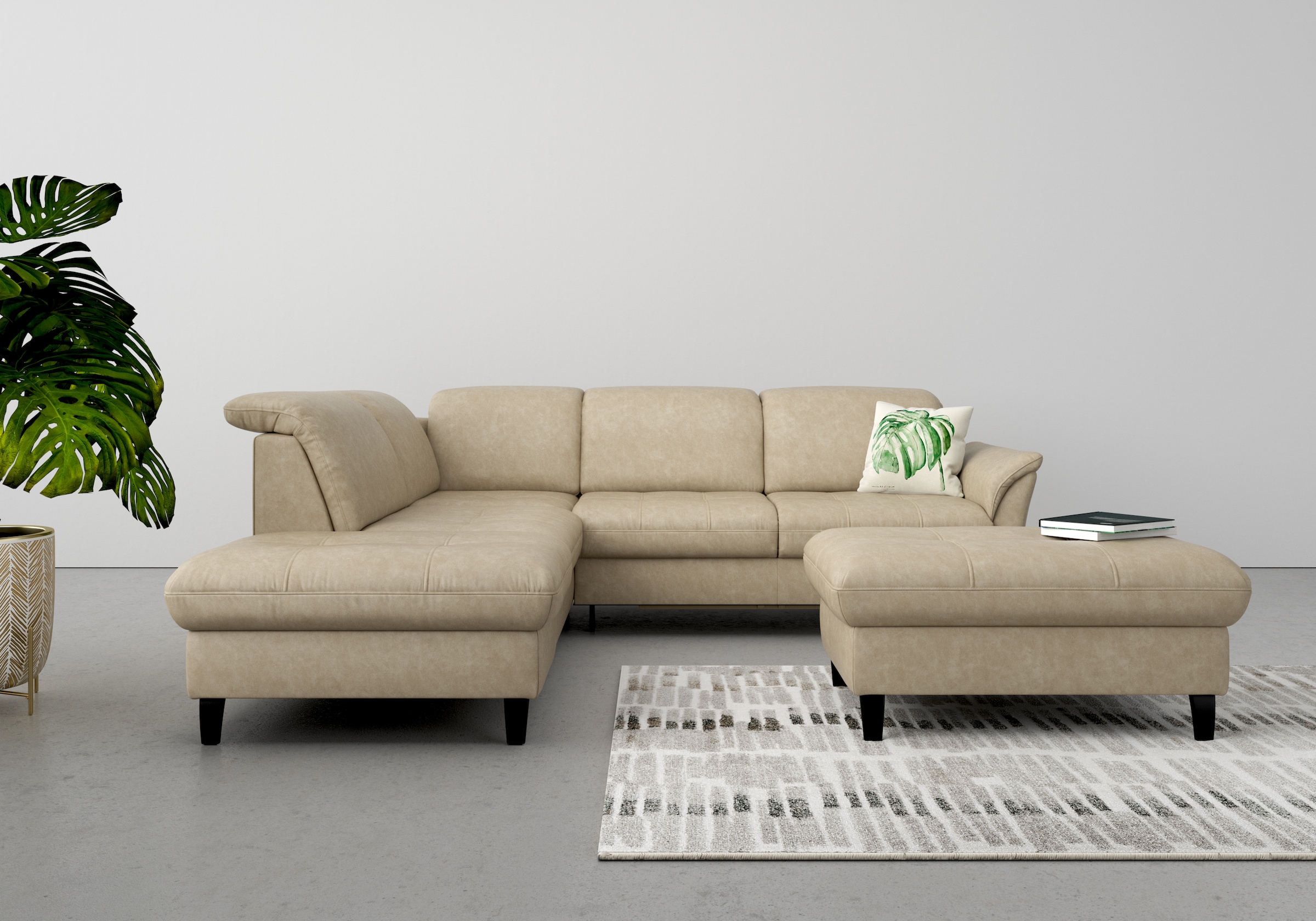 sit&more Ecksofa "Maggiore L-Form" wahlweise mit Kopfteilverstellung, Schlaffunktion und Stauraum