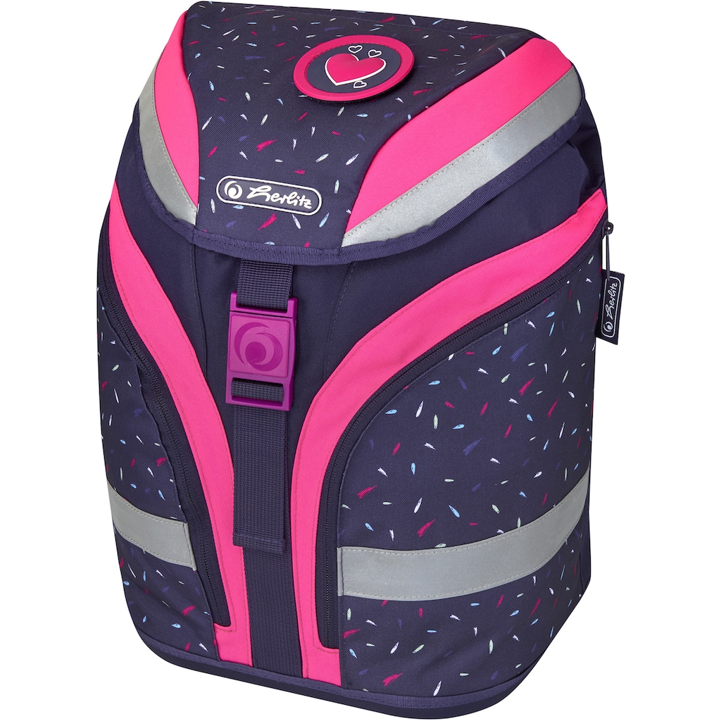 Herlitz Schulranzen »Grundschulrucksack SoftFlex Plus, Tropical Heart«, Floureszierende Flächen-reflektierende Streifen auf den Schultergurten