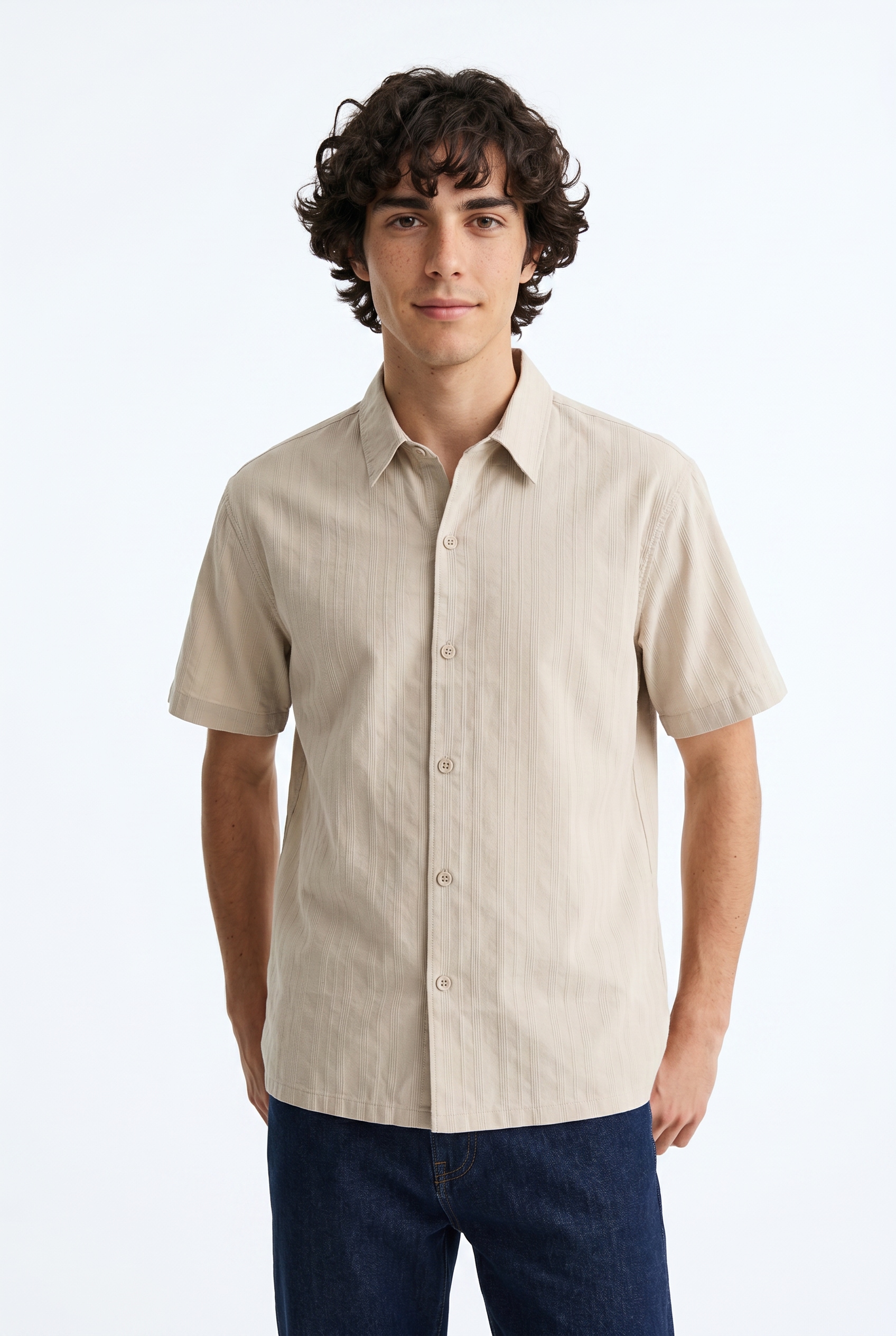 Jack & Jones Kurzarmhemd »JORRIVIERA TEXTURE SHIRT SS« mit Hemdkragen