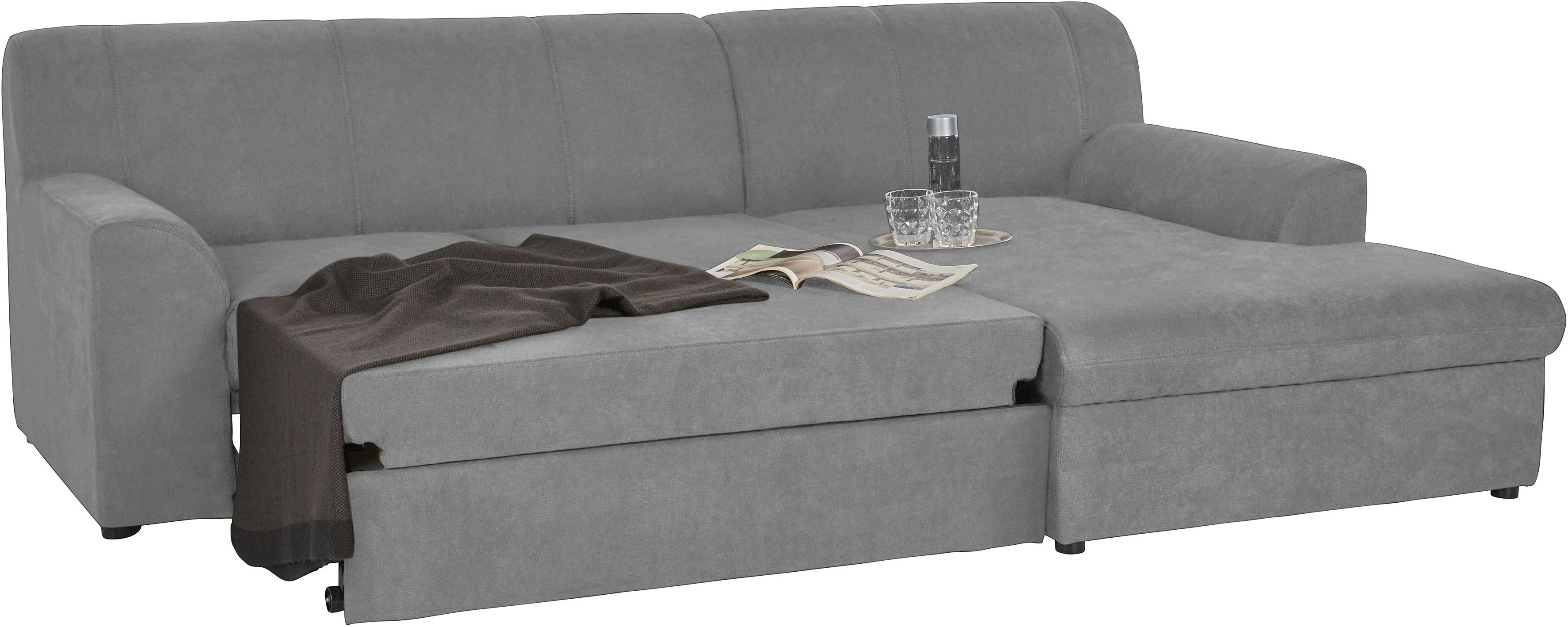 Thumbnail - DOMO collection Ecksofa "Topper, elegant und zeitlos, kompaktes Stellmaß 245/155cm, L-Form", mit Recamiere, wahlweise mi...