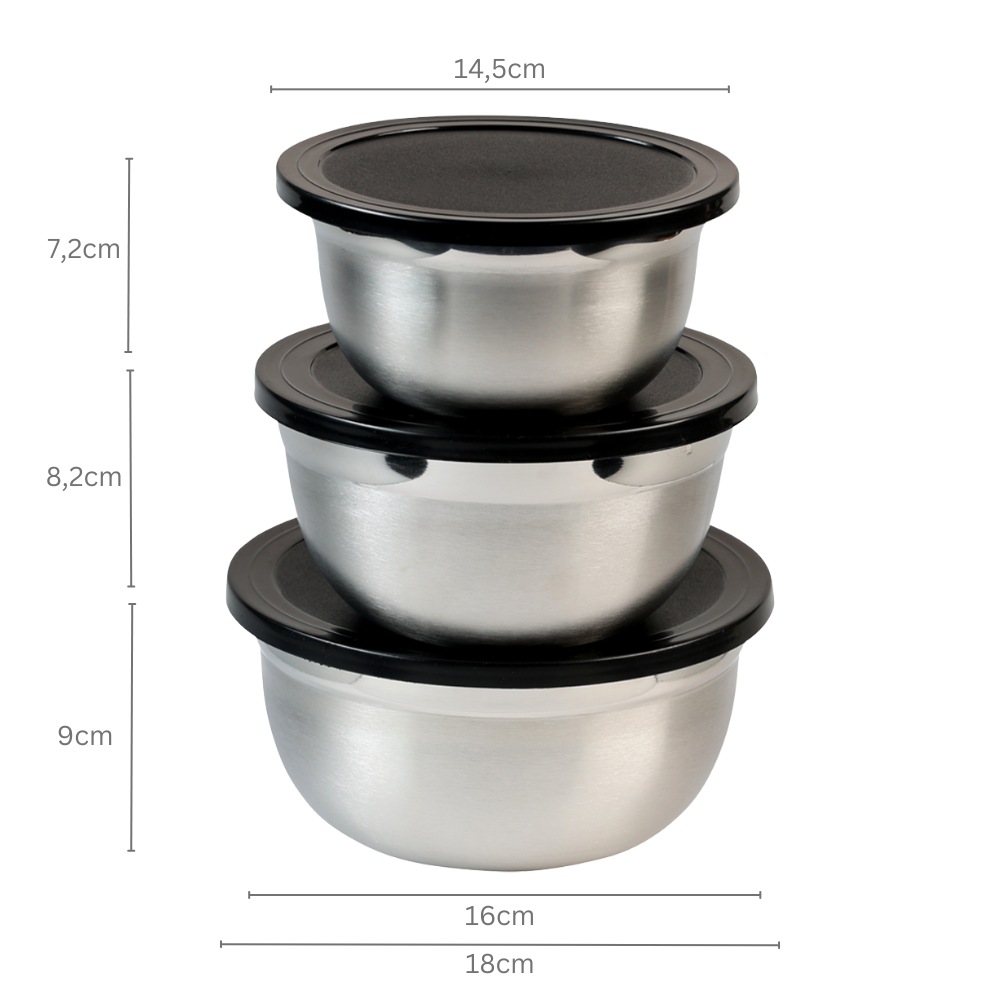 KESPER® Servierschüssel »3er Set, Rührschüssel, mit Deckel« 3 aus Edelstahl mit Deckel