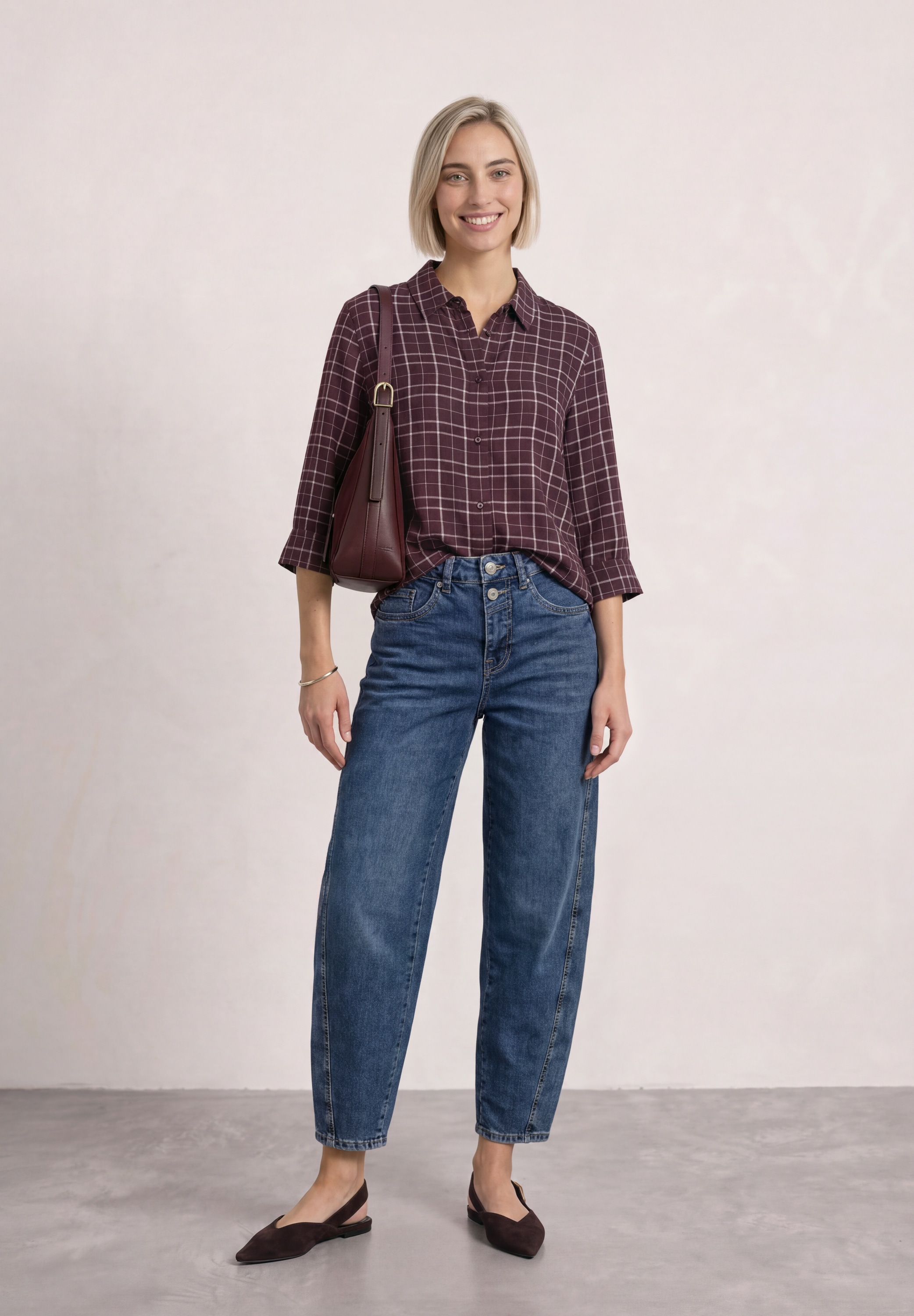 STREET ONE Druckbluse 3/4-Arm Hemdbluse / kariert