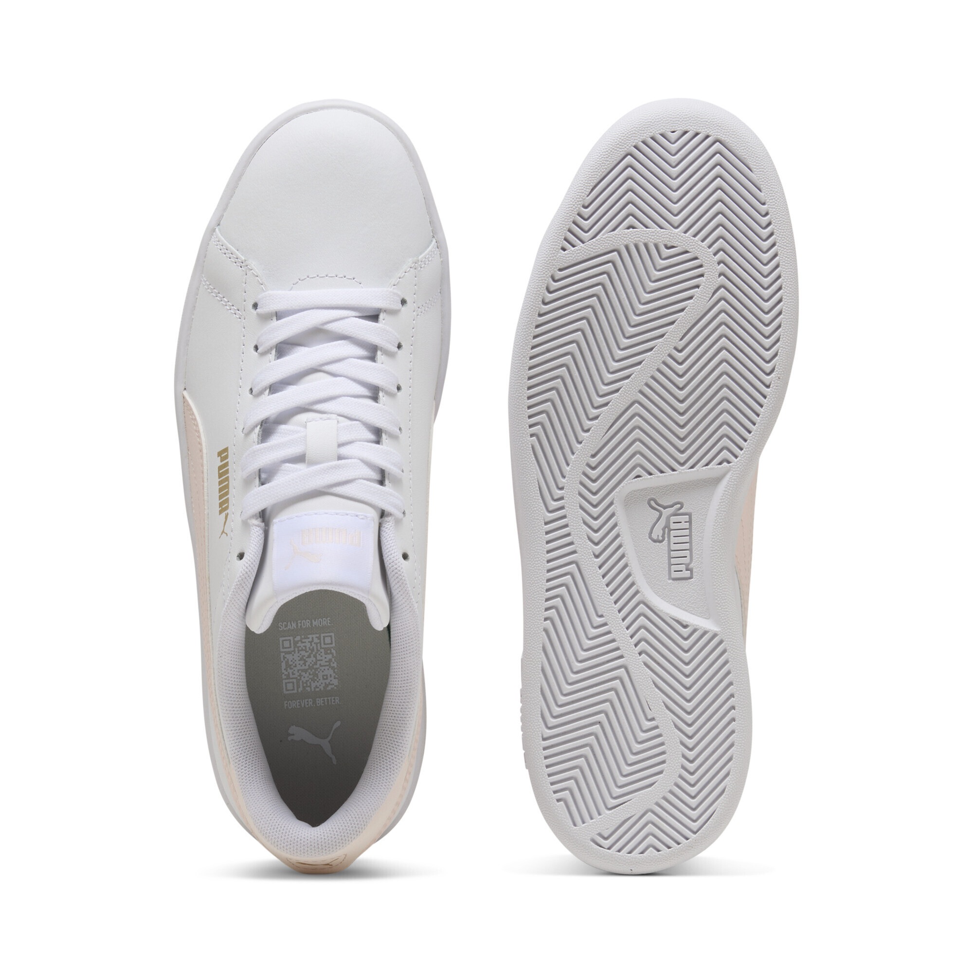 Sneaker PUMA "Smash 3.0 Sneakers Erwachsene", Damen, Gr. 36, weiß jasmine flower pink, Obermaterial: Synthetik, Textil, Kuhleder, Leder; Futter: Textil; Innensohle: Textil; Laufsohle: Gummi, Schuhe Sneaker 3