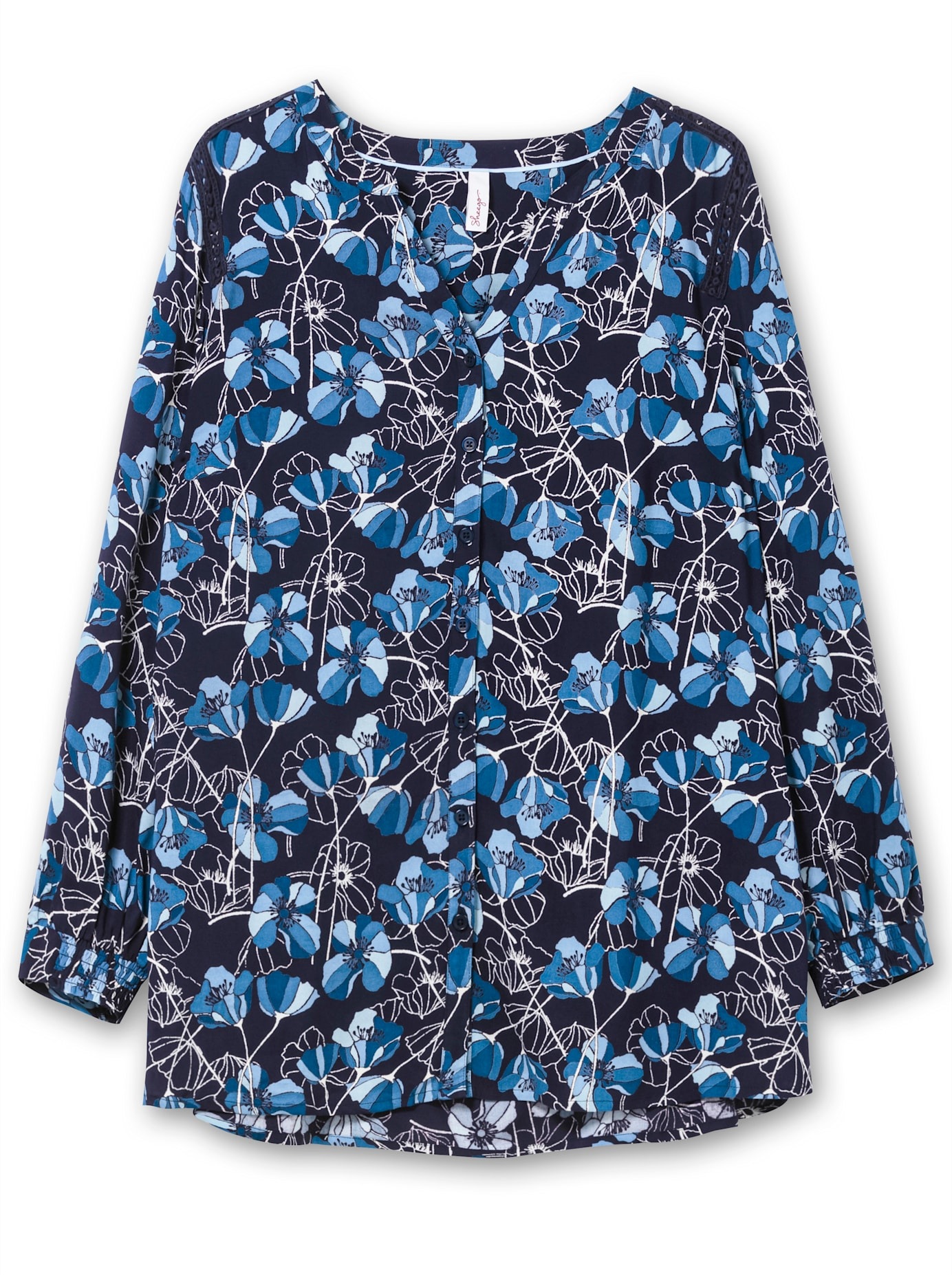 Sheego Printed Blouse Women Blue Patterned Size 40 2