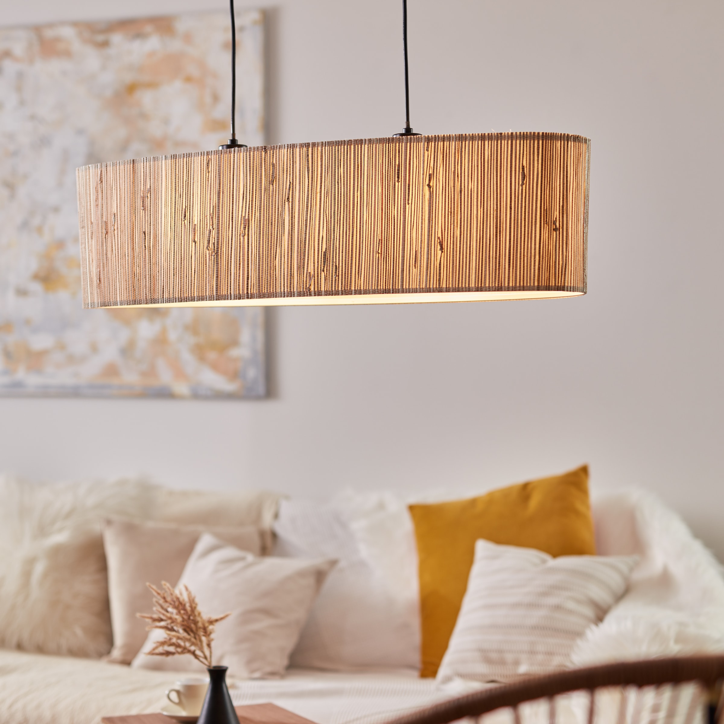 Brilliant Pendelleuchte »Wimea«, 2 flammig, Leuchtmittel E27 | ohne Leuchtmittel, 2flg schwarz/natur