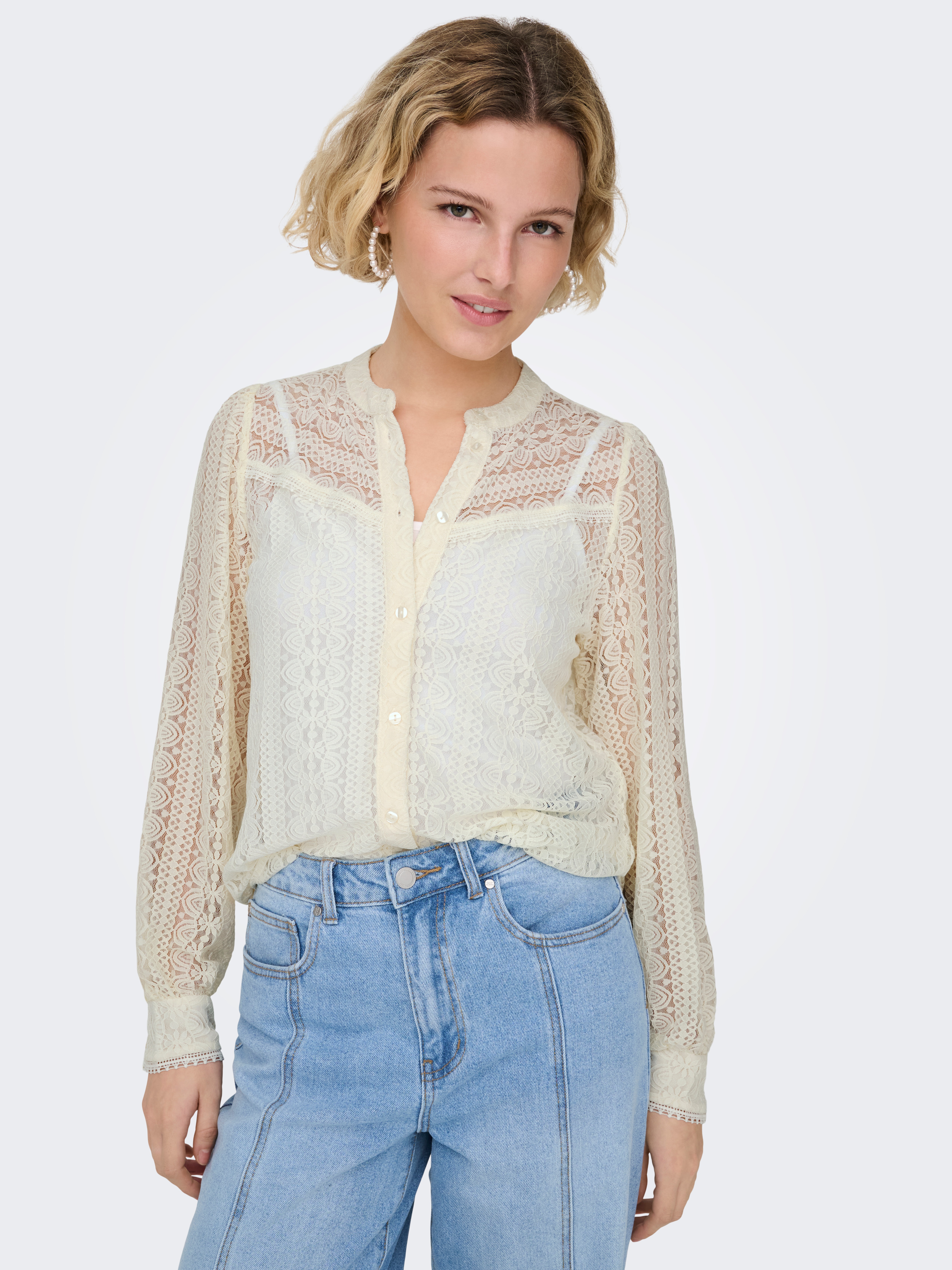 Thumbnail - ONLY Spitzenbluse "ONLREBA LACE L/S SHIRT WVN NOOS"