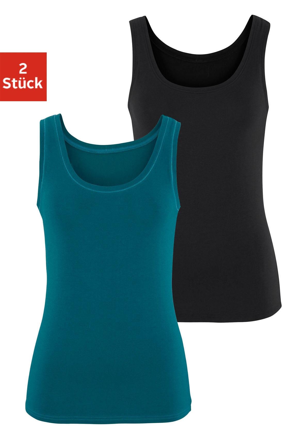 Vivance Tanktop "aus elastischer Baumwoll-Qualität", (2er-Pack)