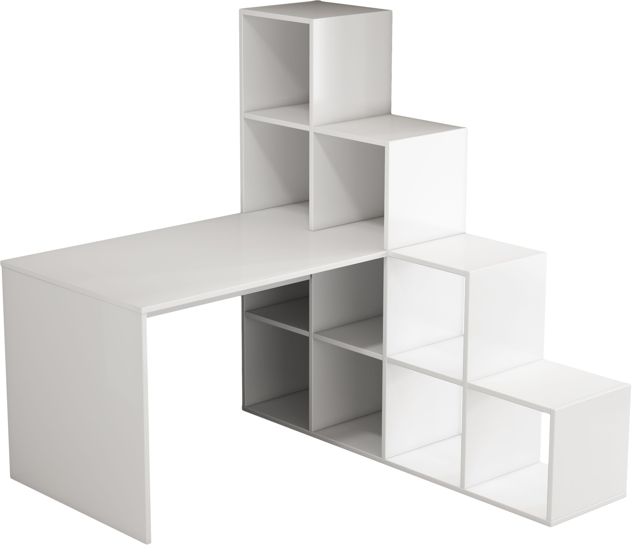 Regal-Schreibtisch OTTO HOME "Ciela", weiß (weiß, weiß, weiß), B:100cm H:72cm T:1cm, Tische, flexible Aufstellmöglichkeiten, wechselseitig montierbar, B. 137 cm 3