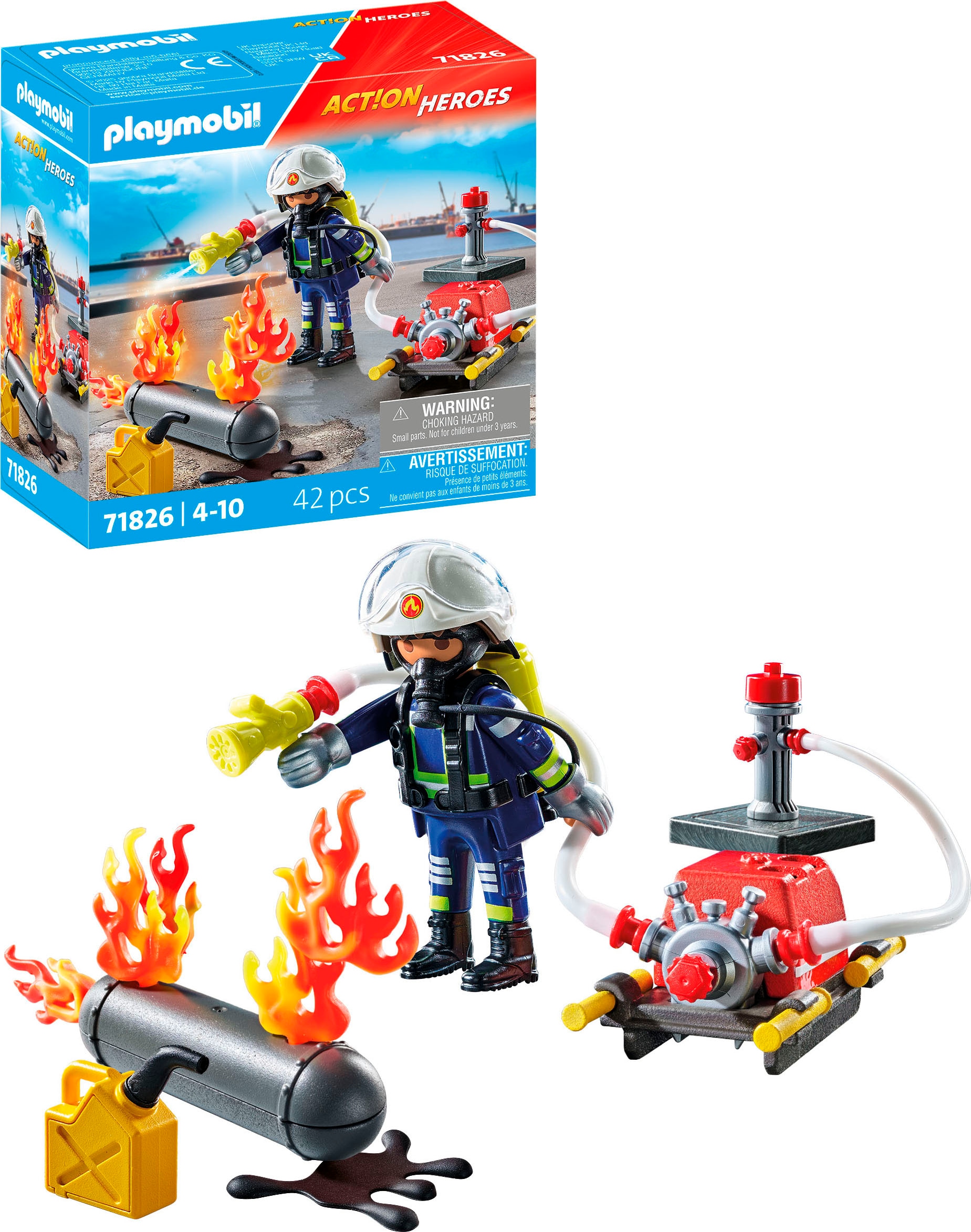 Playmobil® Konstruktions-Spielset »Löschung eines Gastanks (71826), Playmobil Action Heroes«, (42 St.), Made in Europe