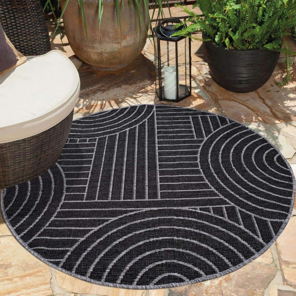 Carpet City Outdoorteppich »DUO RUG 5842«, rund, 5 mm Höhe, Wendeteppich Wetterfest In- & Outdoor, Balkon, Terrasse, Wohnzimmer