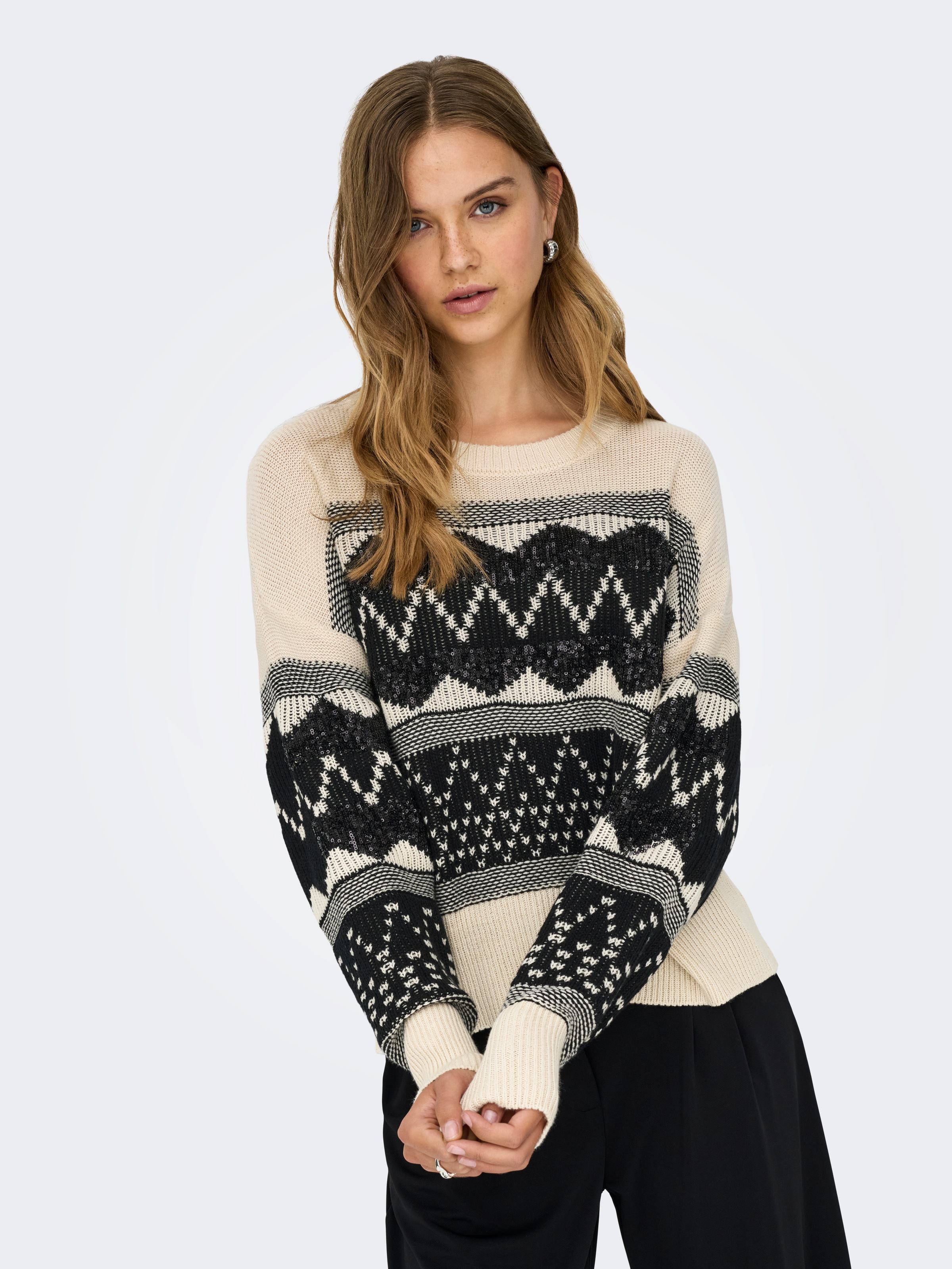 ONLY Strickpullover "ONLMELINE LS SEQUIN O-NECK KNT" günstig online kaufen