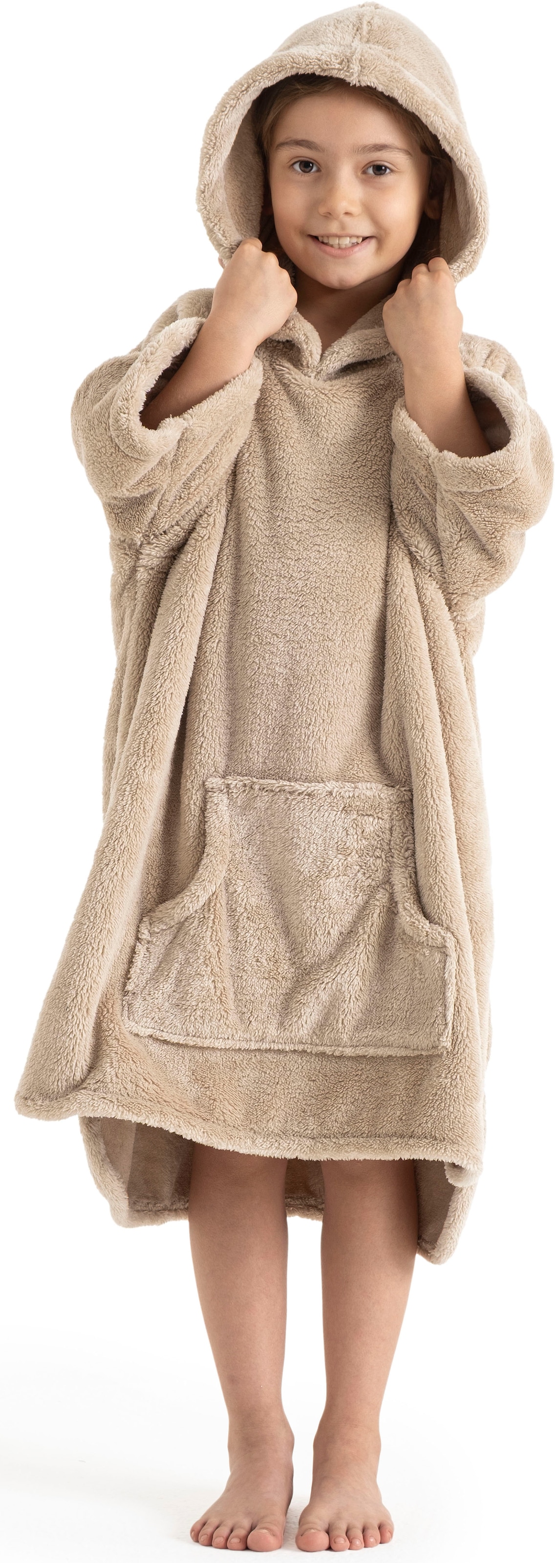my home Badeponcho »Lillou, für Kinder, ideal für Urlaub oder im Schwimmbad«, (1 St.), weich und kuschelig, Fleece, plüsch, Surfponcho