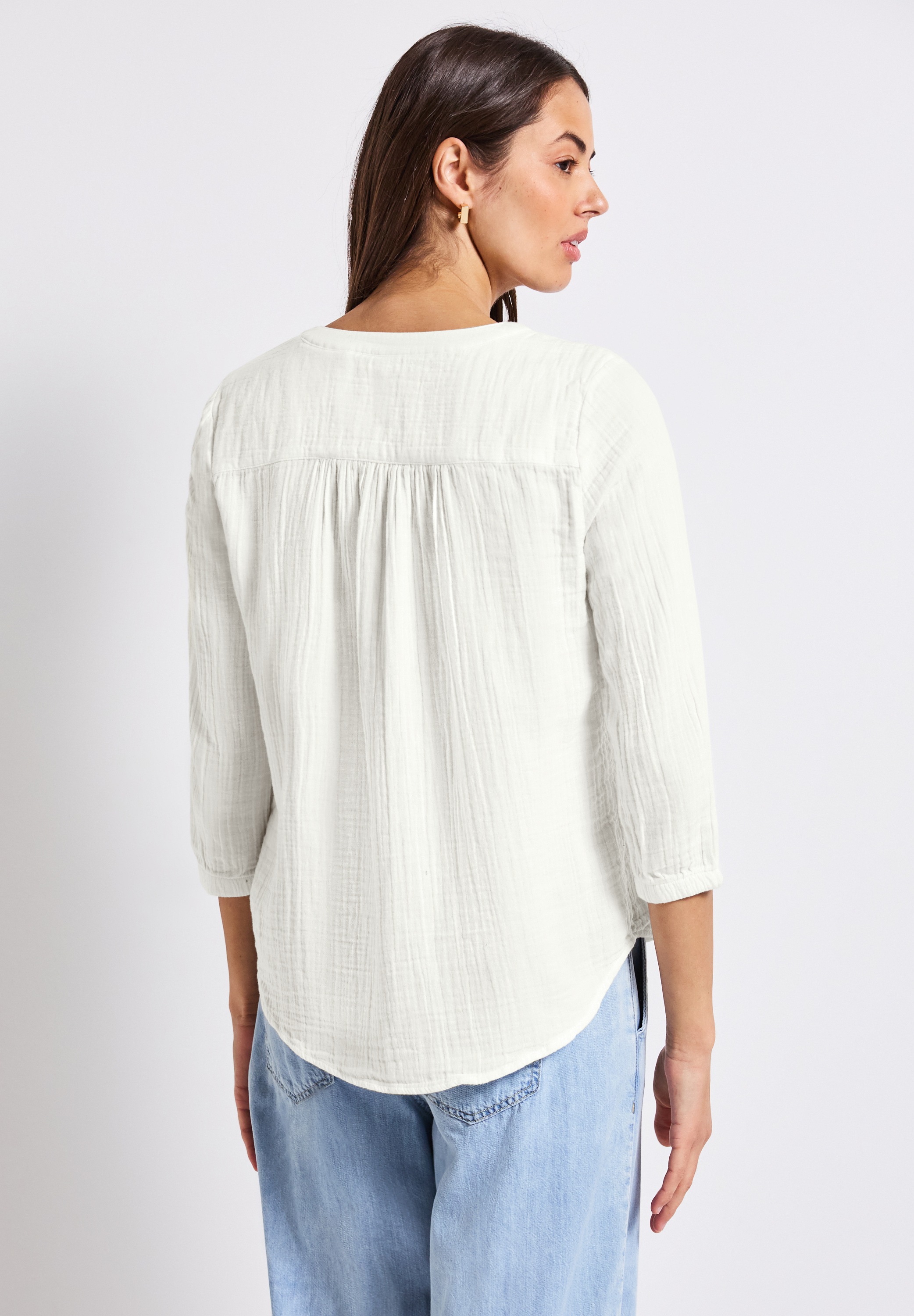 STREET ONE Hemdbluse, 3/4-Arm im Musselin-Look günstig online kaufen