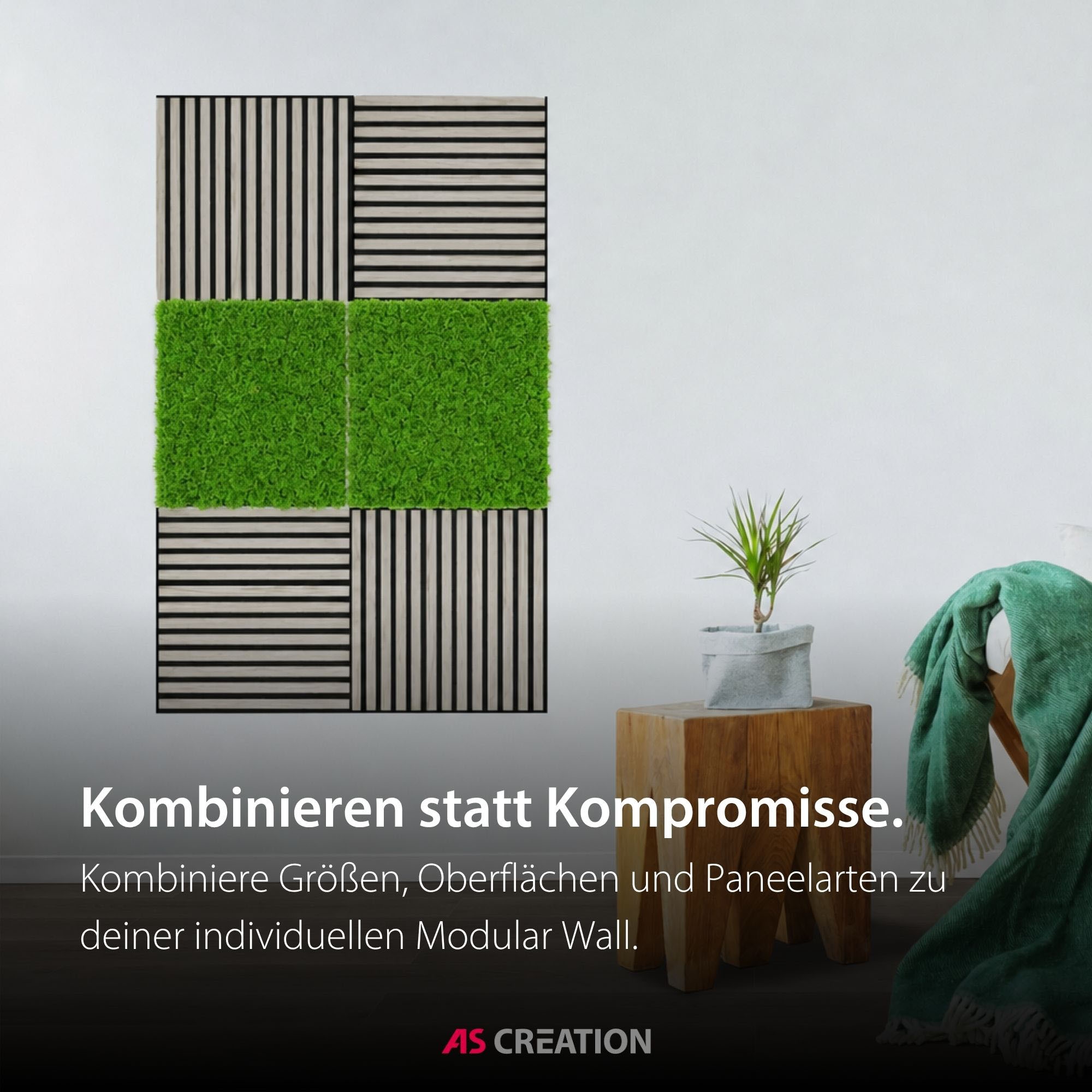 Architects Paper 3D Wandpaneel »A.S. Création Modular Wall Wandpaneel Pflanzenoptik« 1 tlg. Kunstpflanzen auf rPET-Filz für farbstarke botanische 3D-Wände