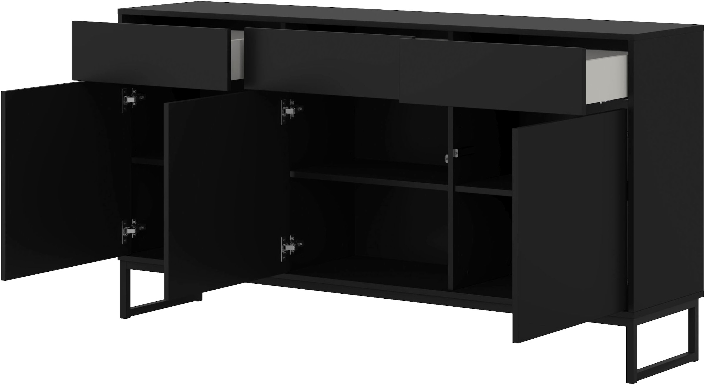 OTTO home Sideboard »Olbia, Breite 157 cm, grifflose Kommode 3 Türen/3 Schubkästen.« Schubladenkommode mit viel Stauraum, Einlegeböden verstellbar