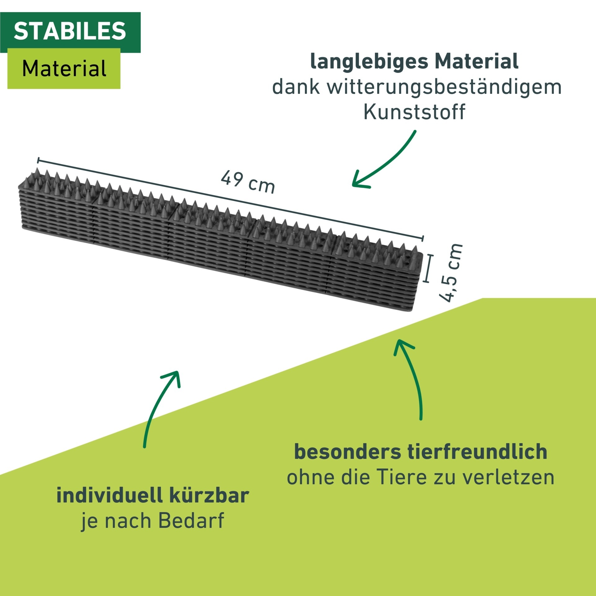 Windhager Taubenspikes »Tierabwehr Barriere Spikes 10 tlg., 49 x 4,3 x 1,5 cm« Abwehrmatte für Vögel, Tauben oder Katzen, kürzbar