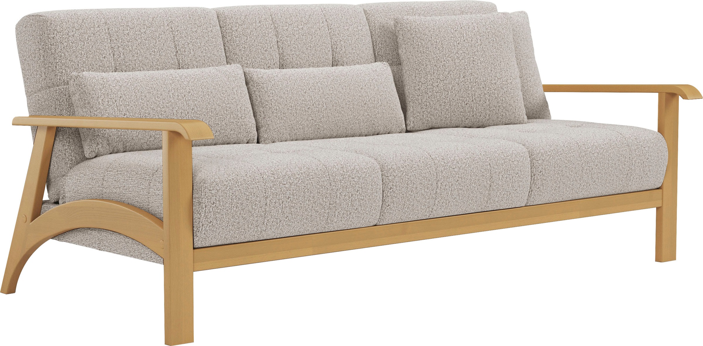 sit&more 3-Sitzer »Billund«, Armlehnen aus eichefarbigem Buchenholz, verschiedene Bezüge und Farben