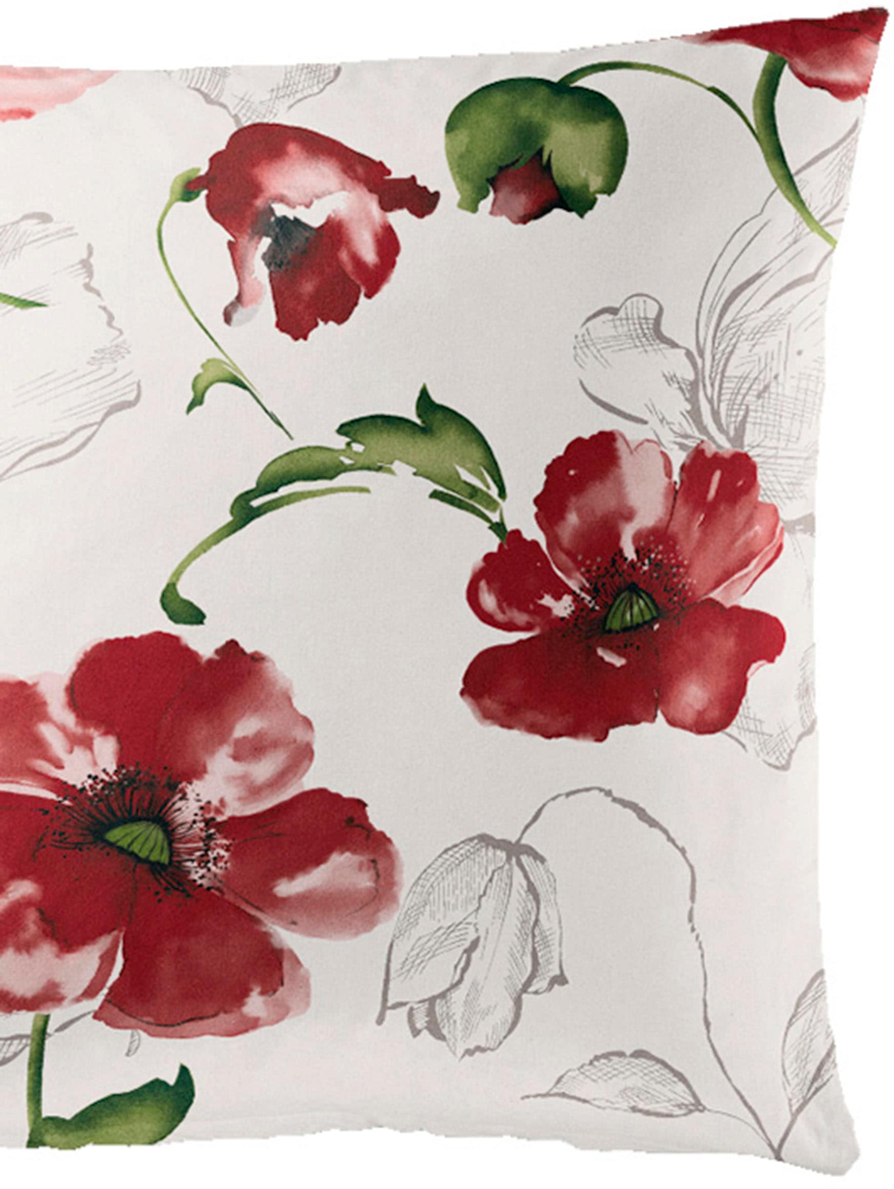 BIERBAUM Bettwäsche »Red Flowers«, (2 tlg.), Seersucker, 100 % Baumwolle, mit floralem Muster, pflegeleicht