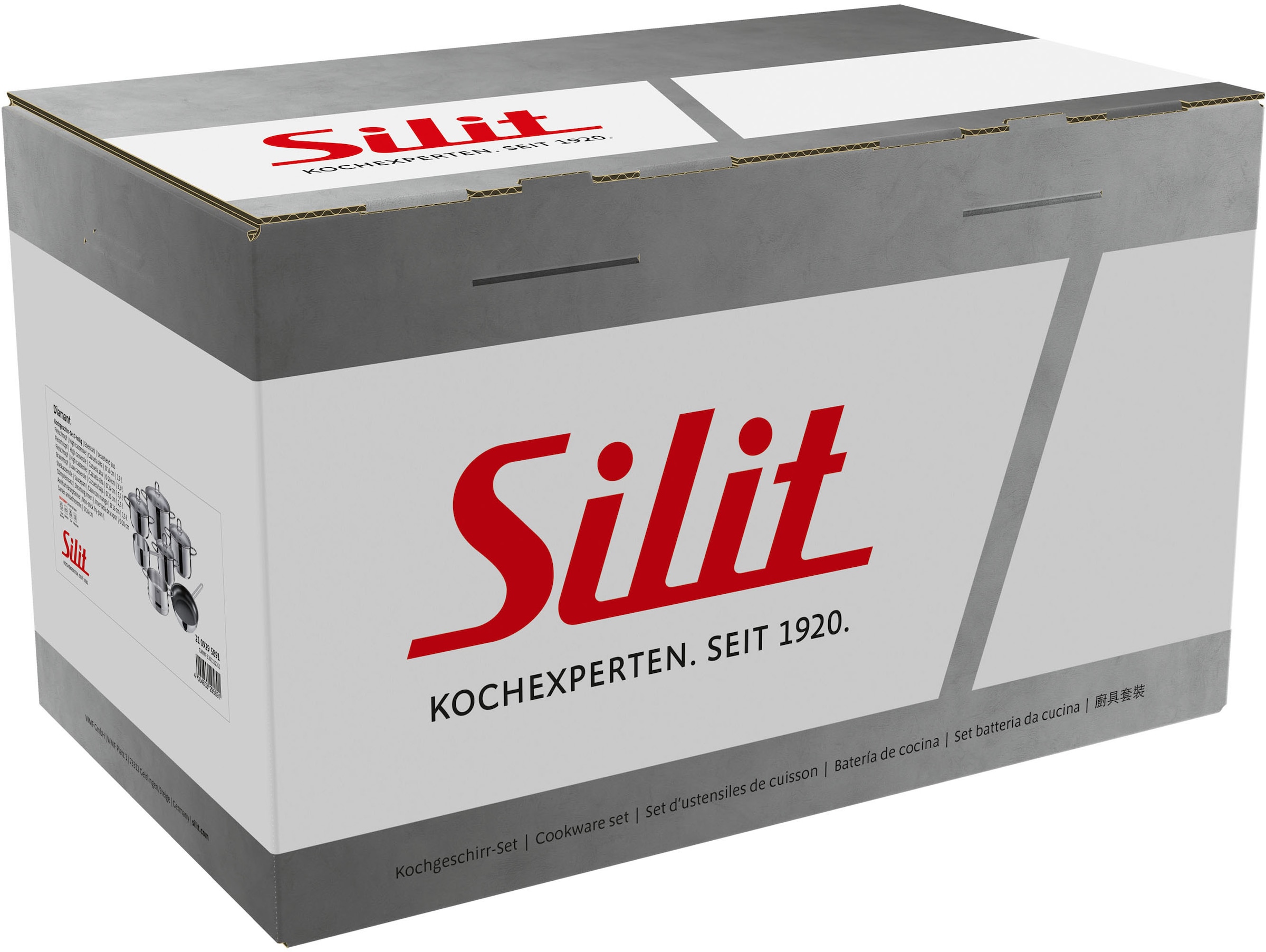 Silit Topf-Set »Diamant«, Edelstahl 18/10, (Set, 11 tlg., mit Dampfeinsatz), Silitherm-Allherdboden, induktionsgeeignet, spülmaschinengeeignet